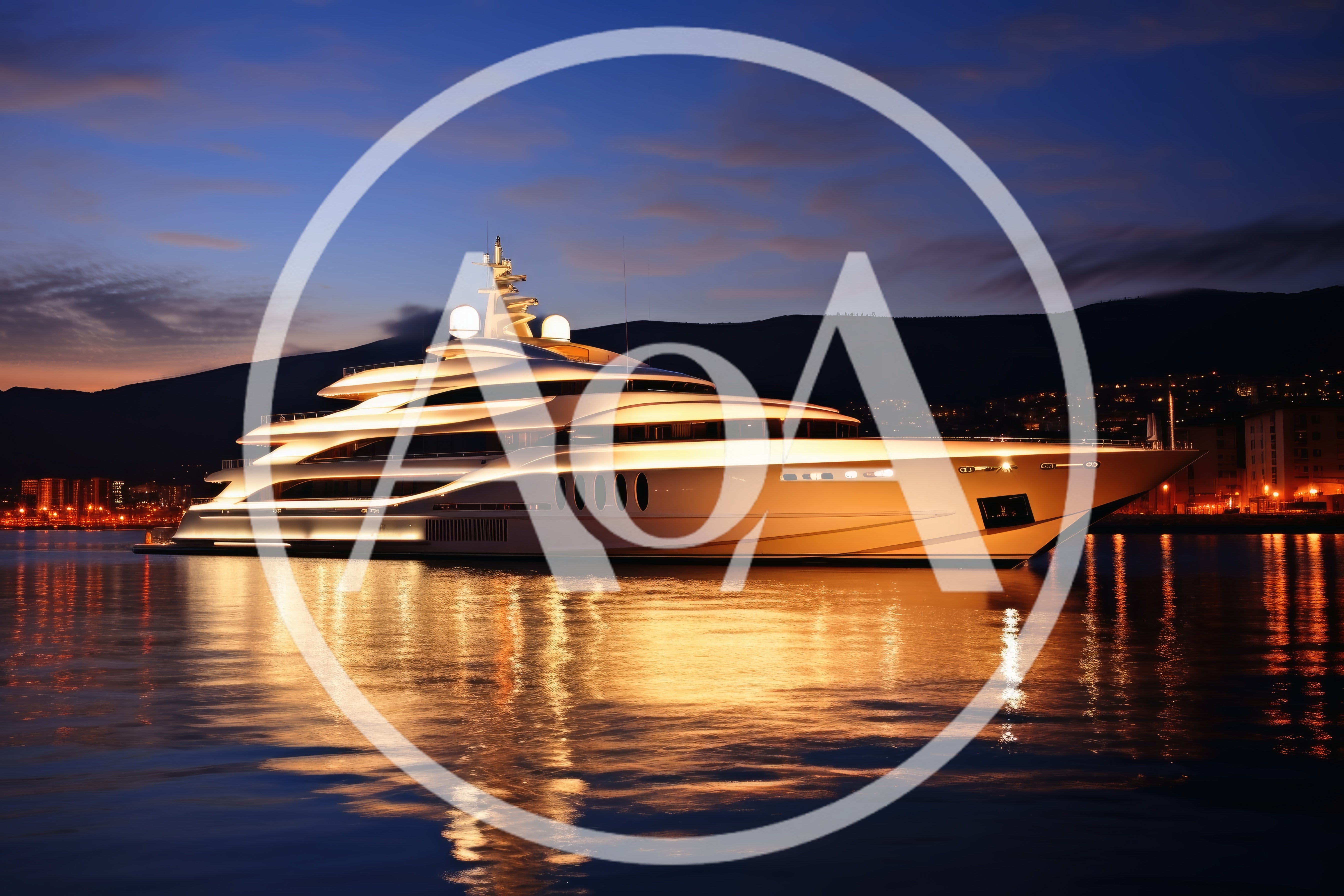 Luxury Superyacht Anchored at Twilight