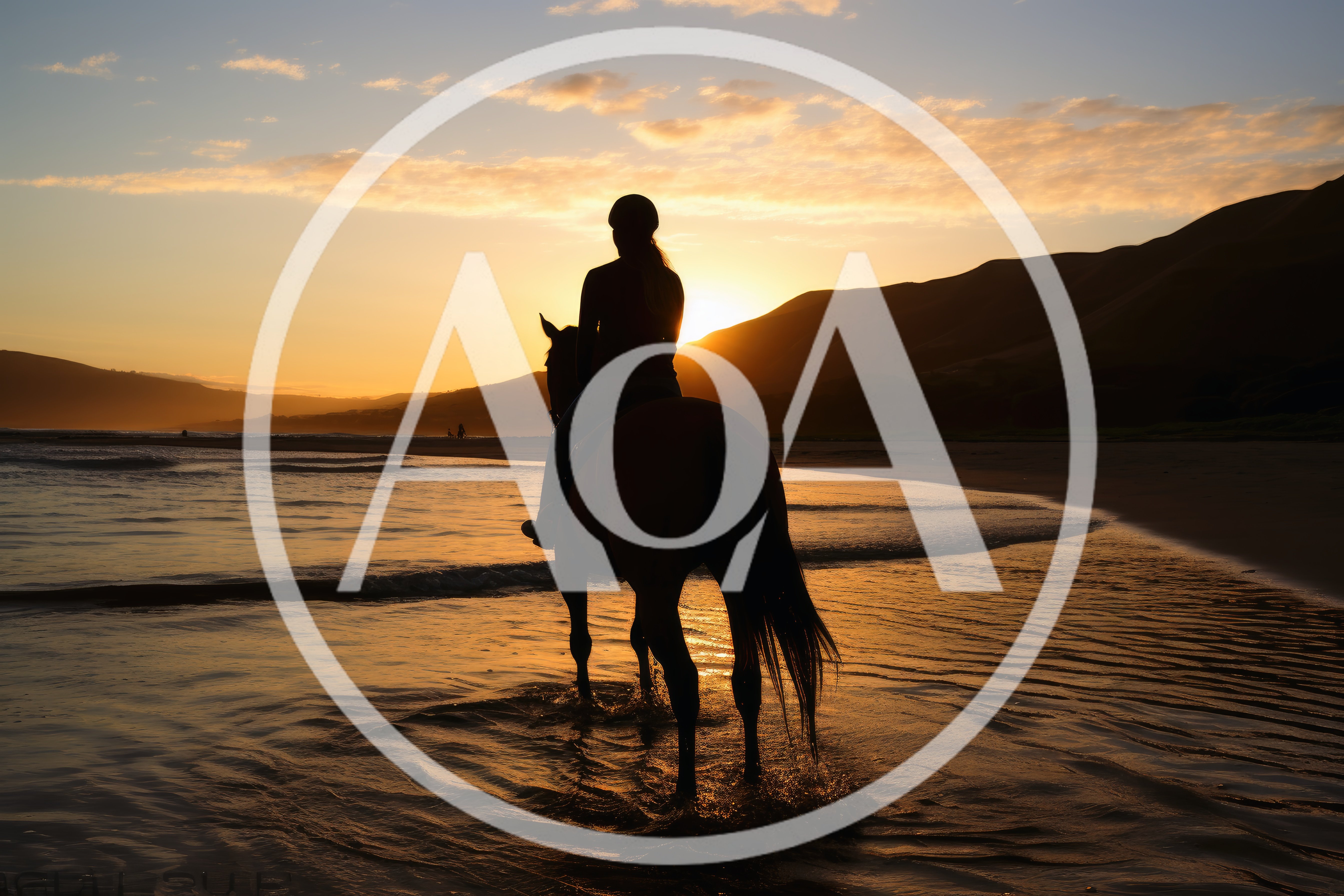Silhouette Of A Woman Riding A Horse At Sunset