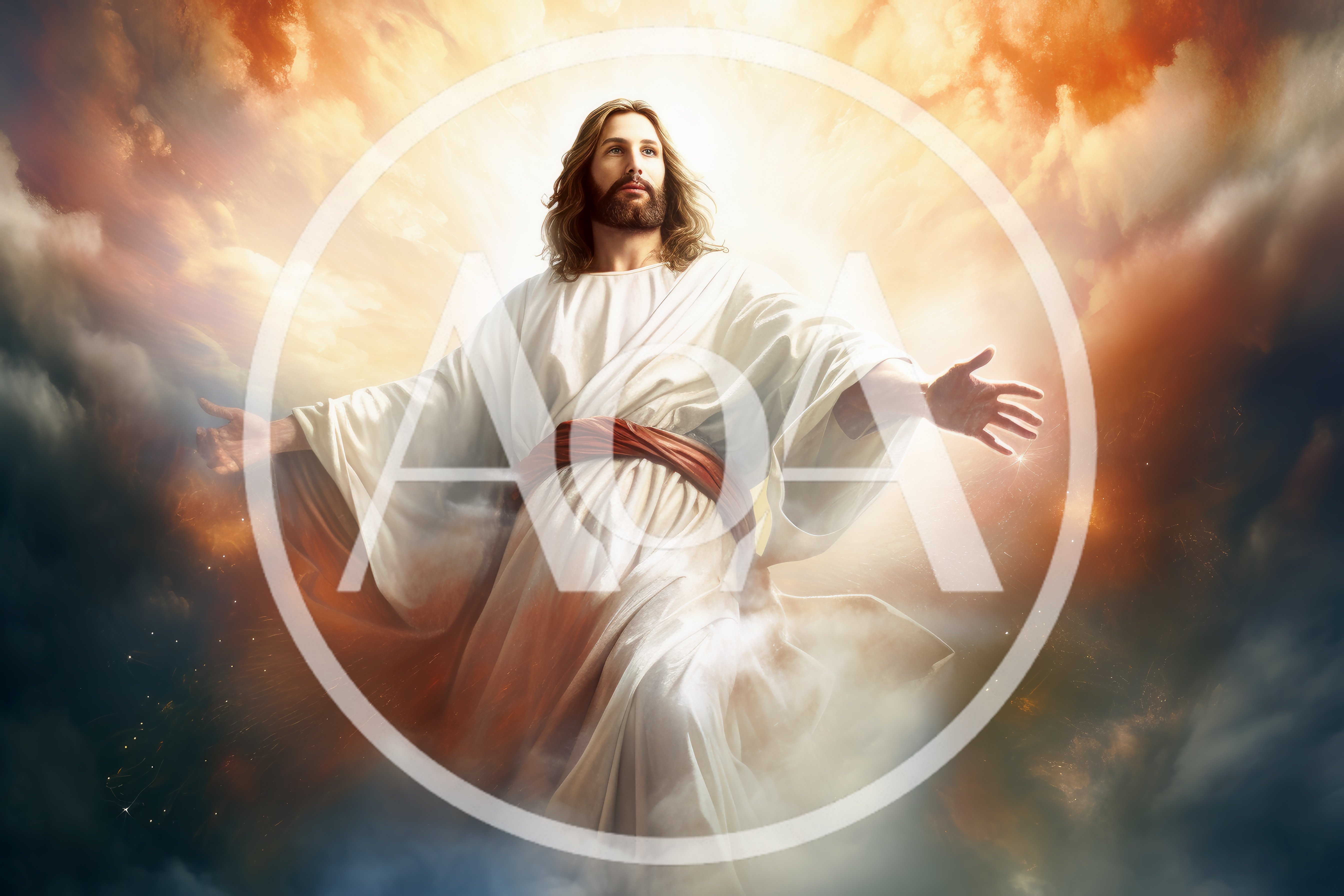 Jesus Christ Ascending In Radiant Heavenly Clouds