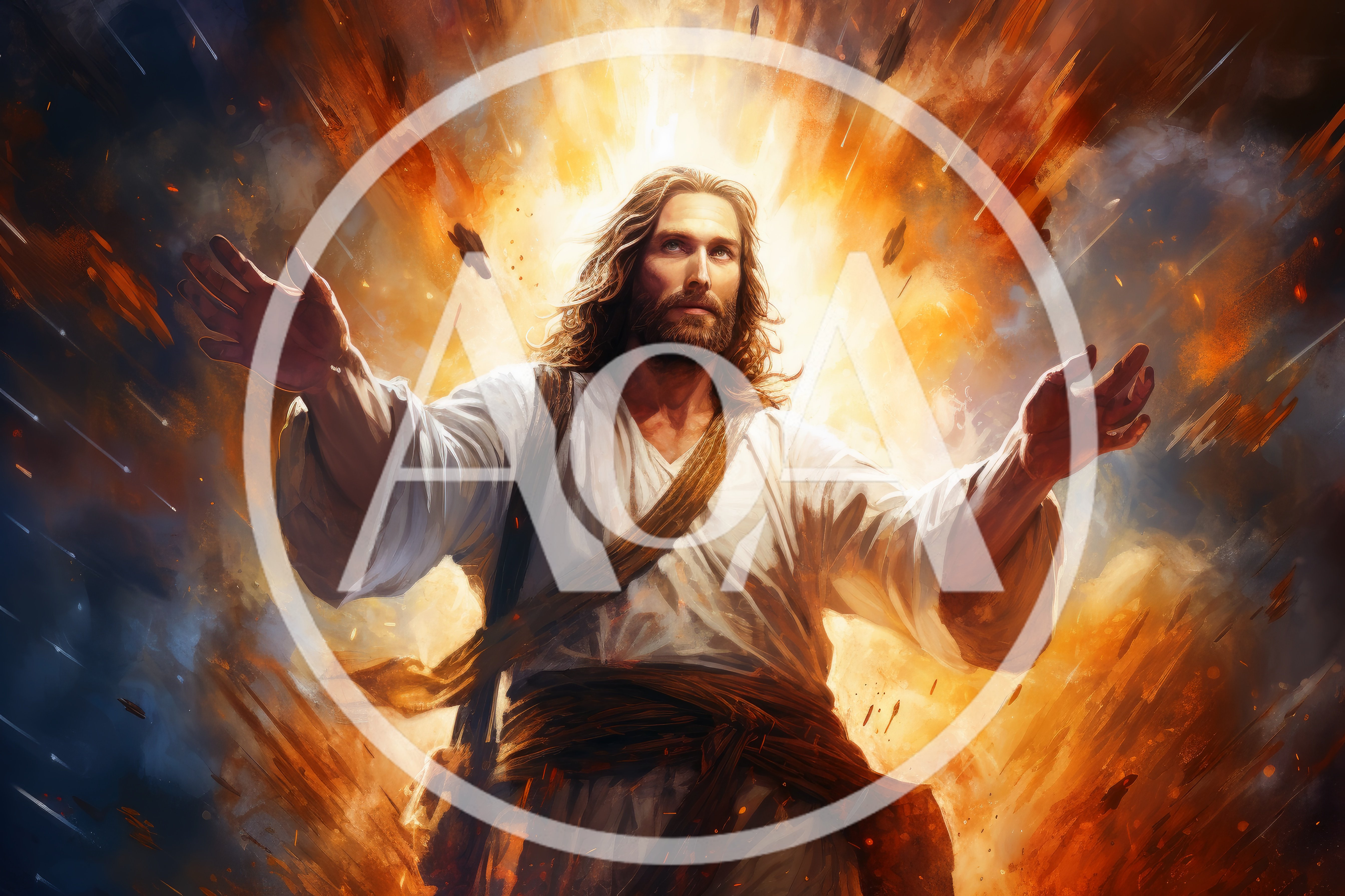 Jesus Christ With Arms Outstretched In Divine Light