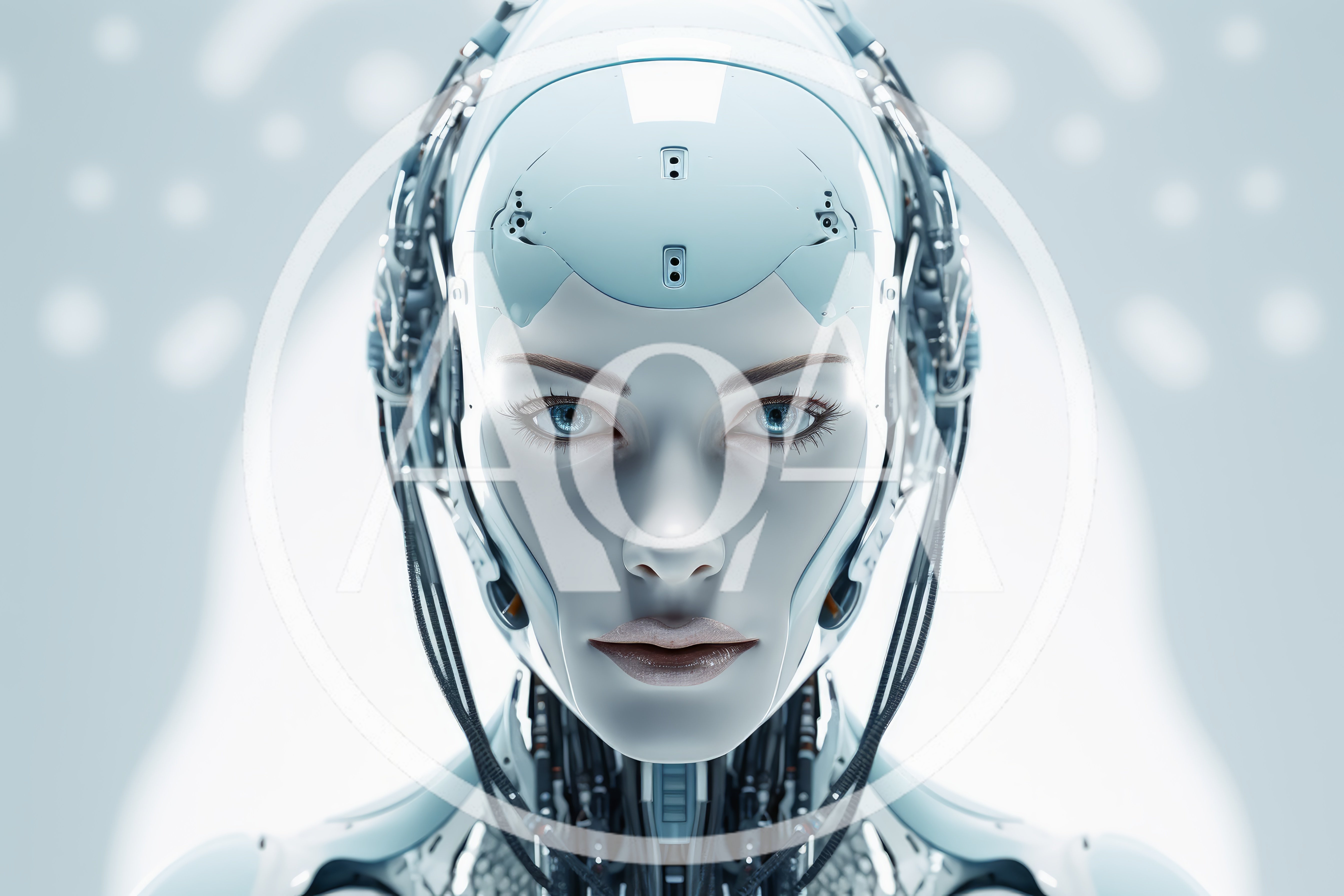 Futuristic Android Female Portrait With Cybernetic Details