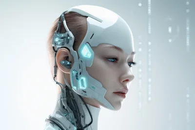 Cyborg Woman With Futuristic Cybernetic Facial Implants