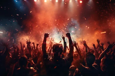 Crowd Celebrating at a High Energy Music Concert