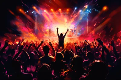Crowd Cheering At A Vibrant Rock Concert