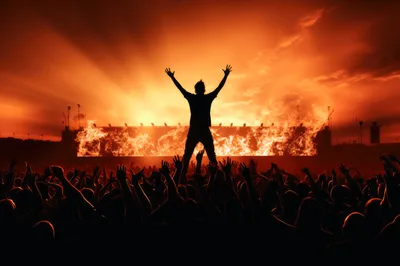 Silhouette Of A Performer At A Music Festival