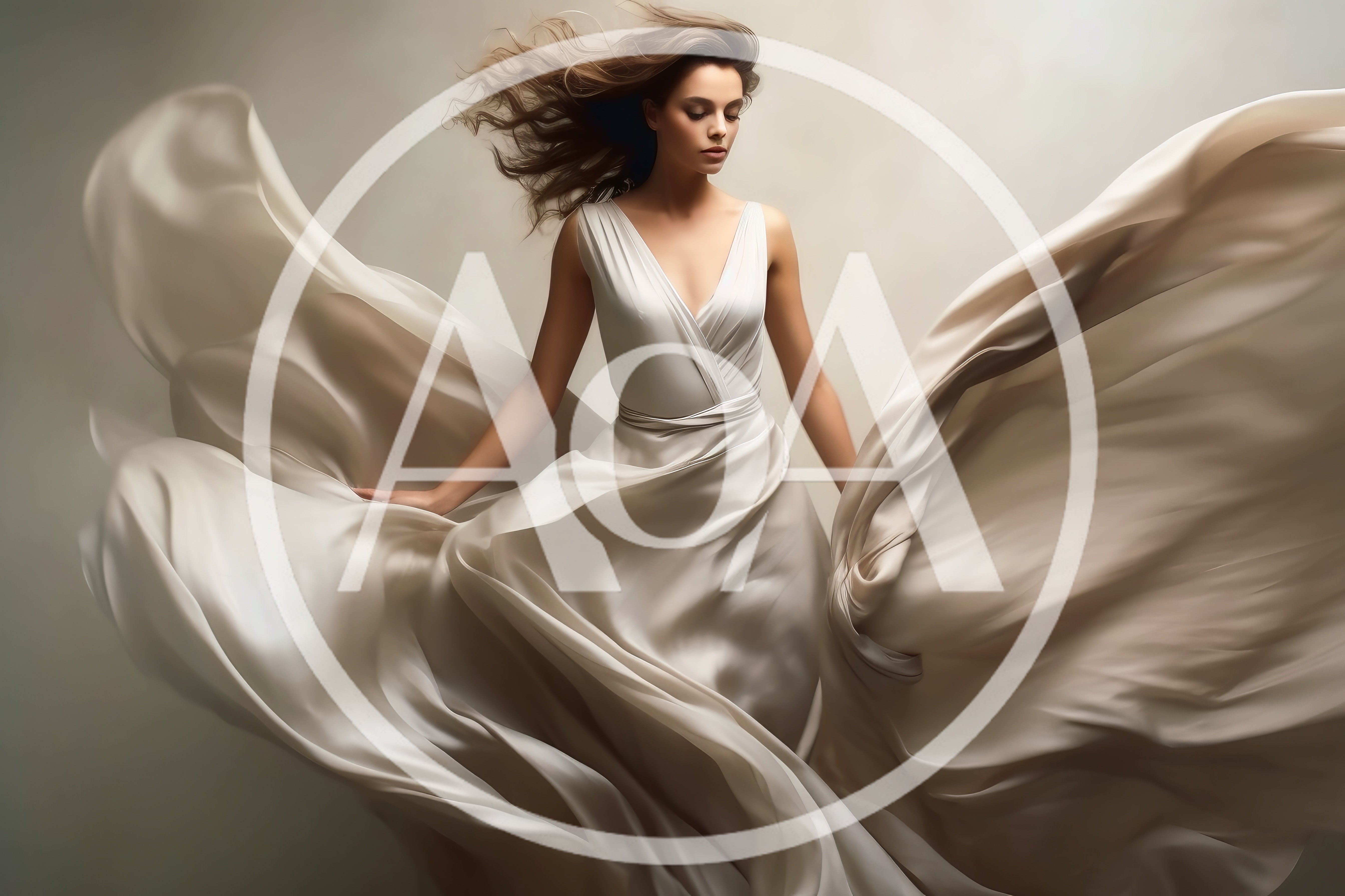 Elegant Woman In Flowing Silk Dress