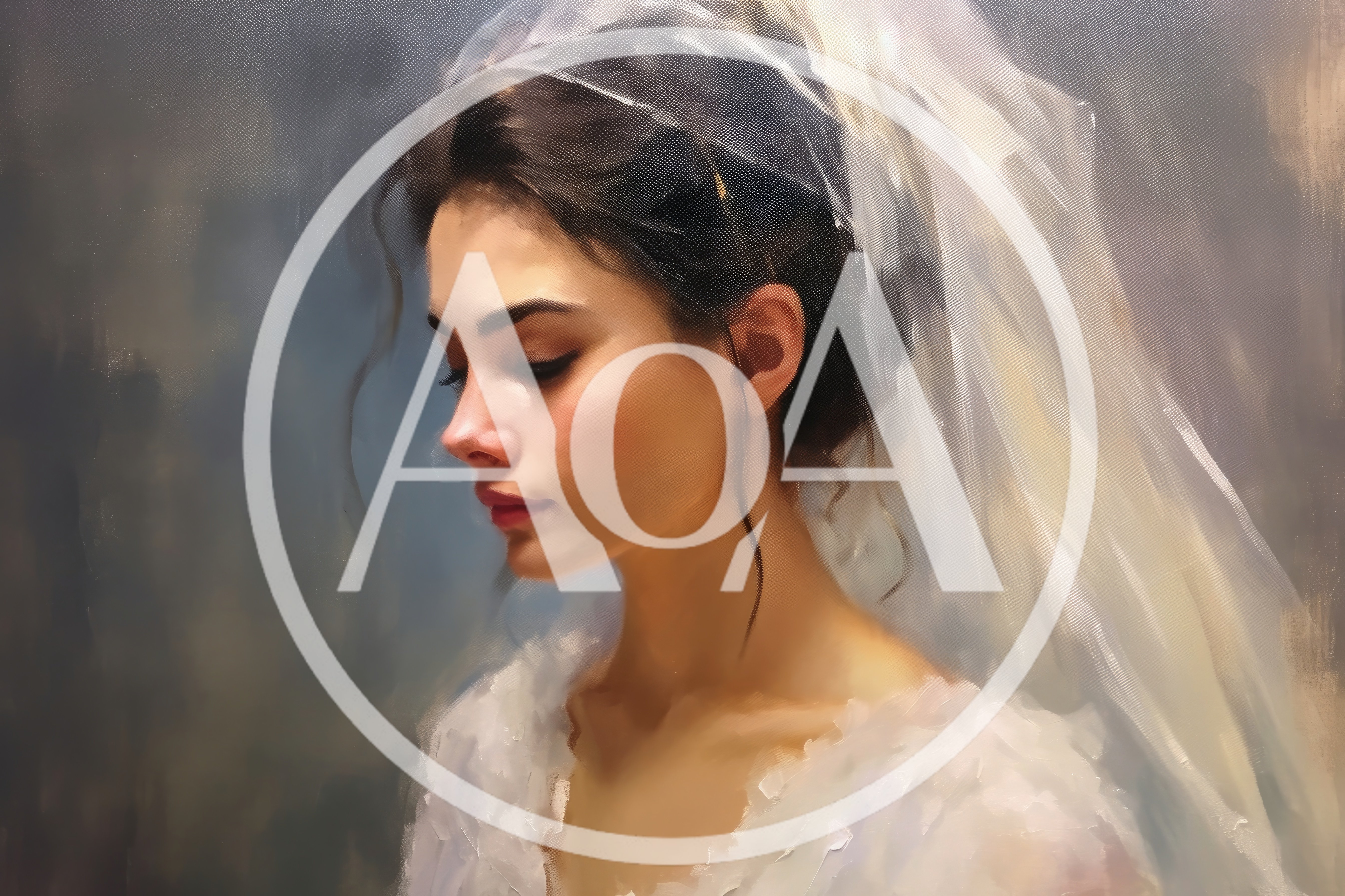 Oil Painting Of A Beautiful Bride In Profile