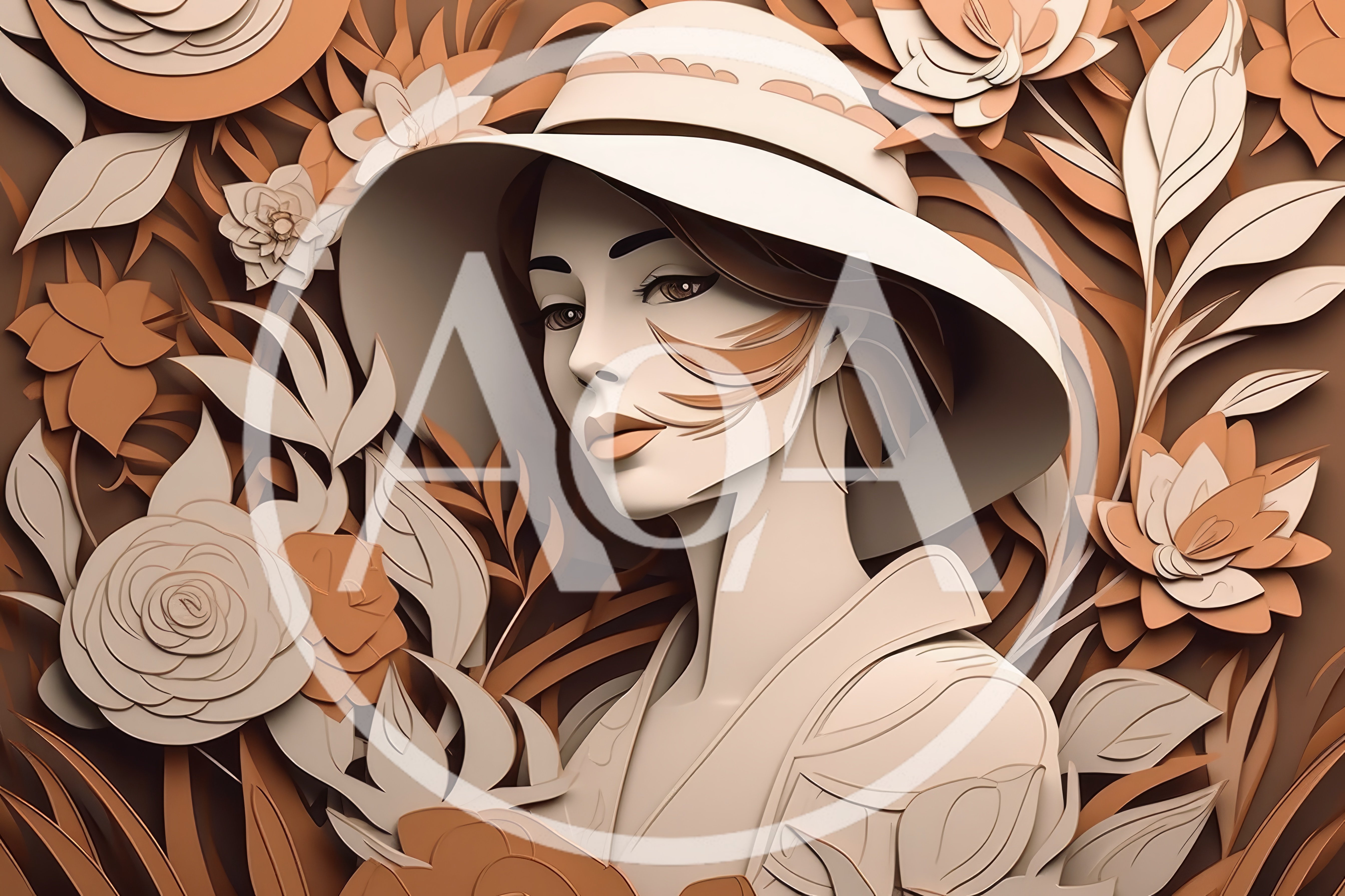 Paper Cutout Illustration Of A Woman In A Hat