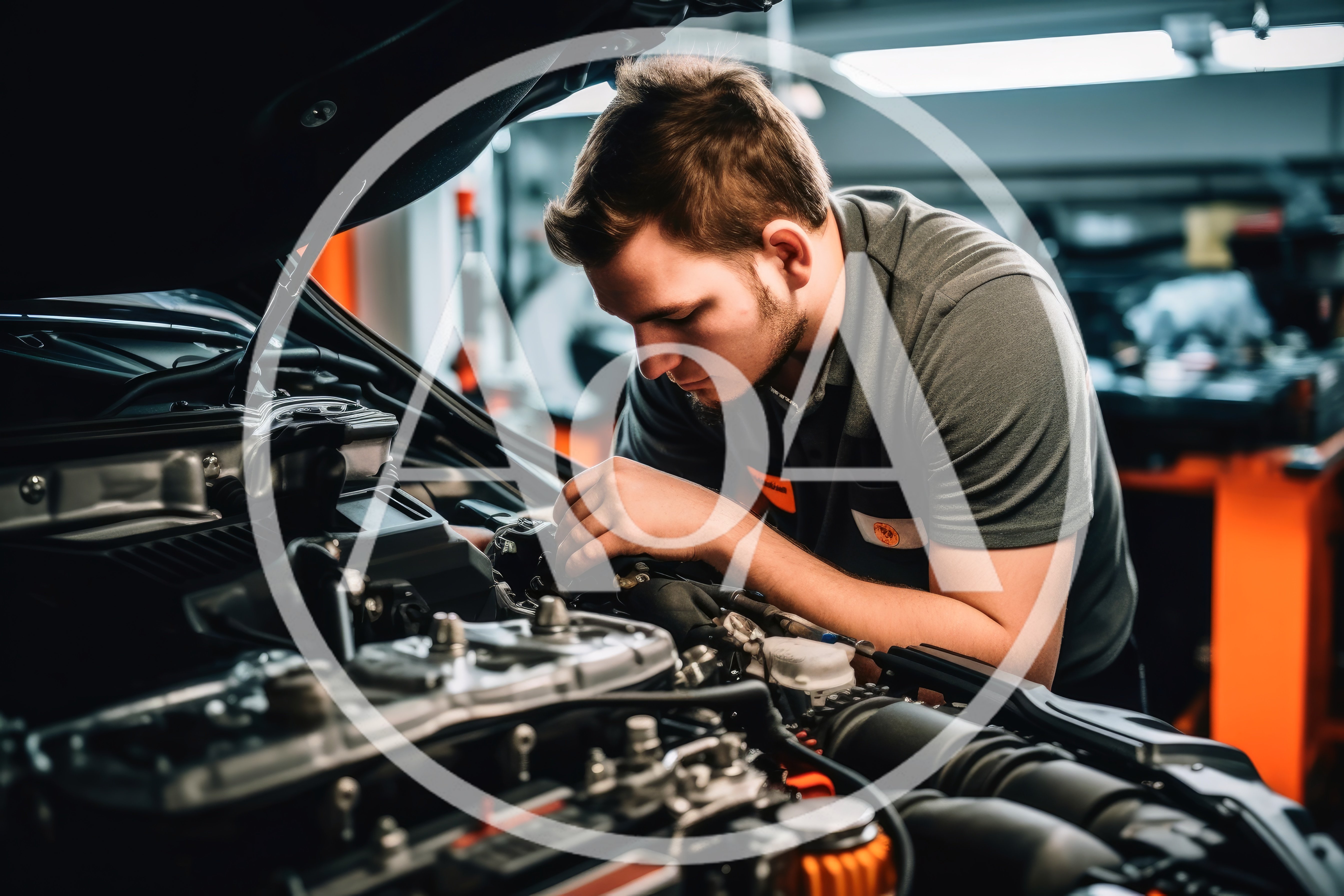 Professional Mechanic Repairing Car Engine In Workshop