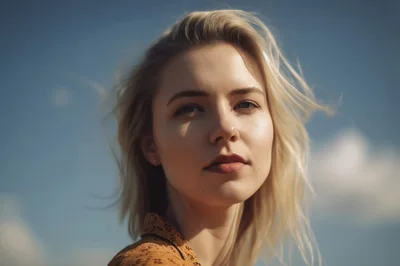 Portrait Of A Young Blonde Woman Outdoors