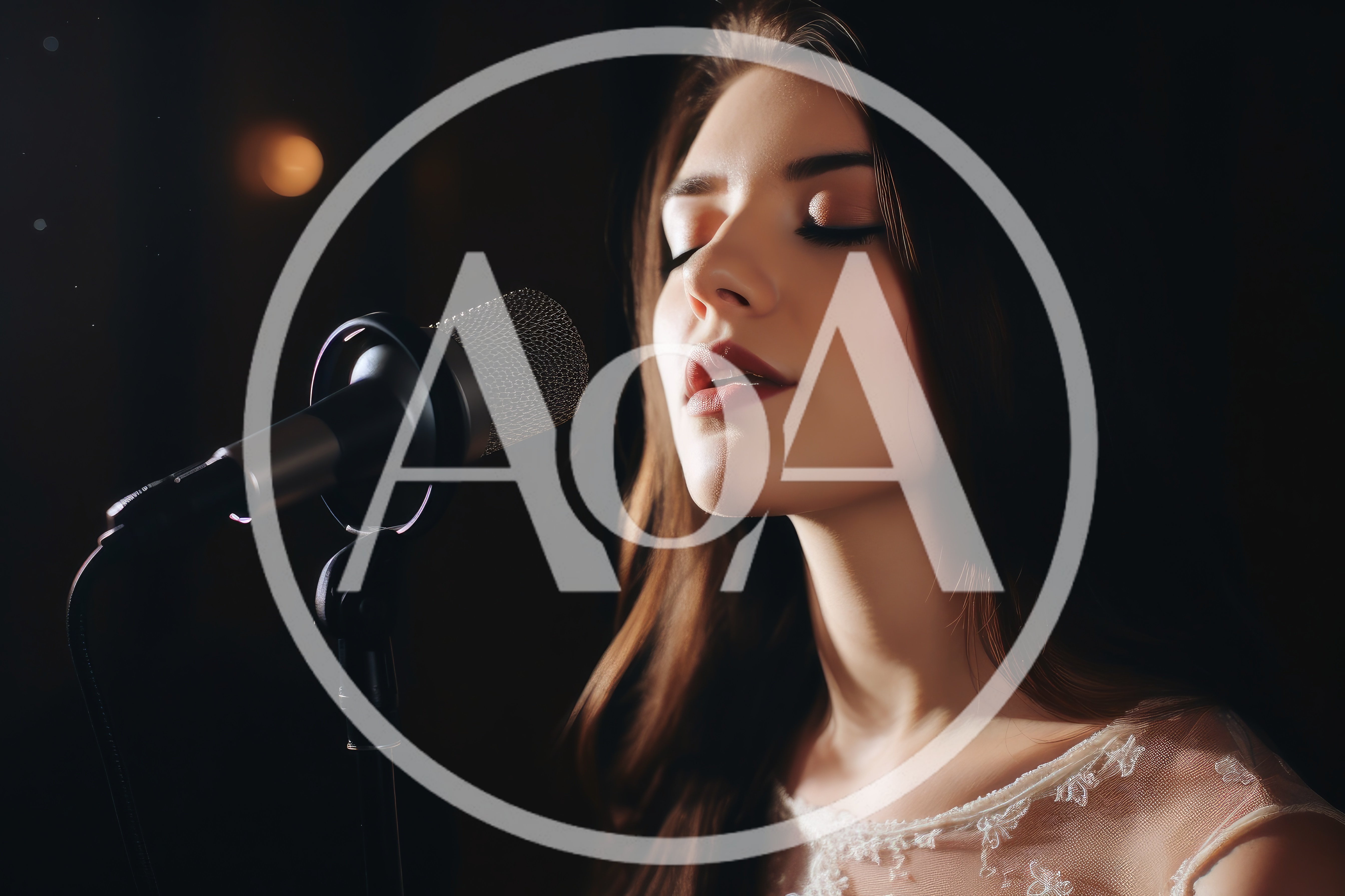 Young Woman Singing Into A Professional Studio Microphone