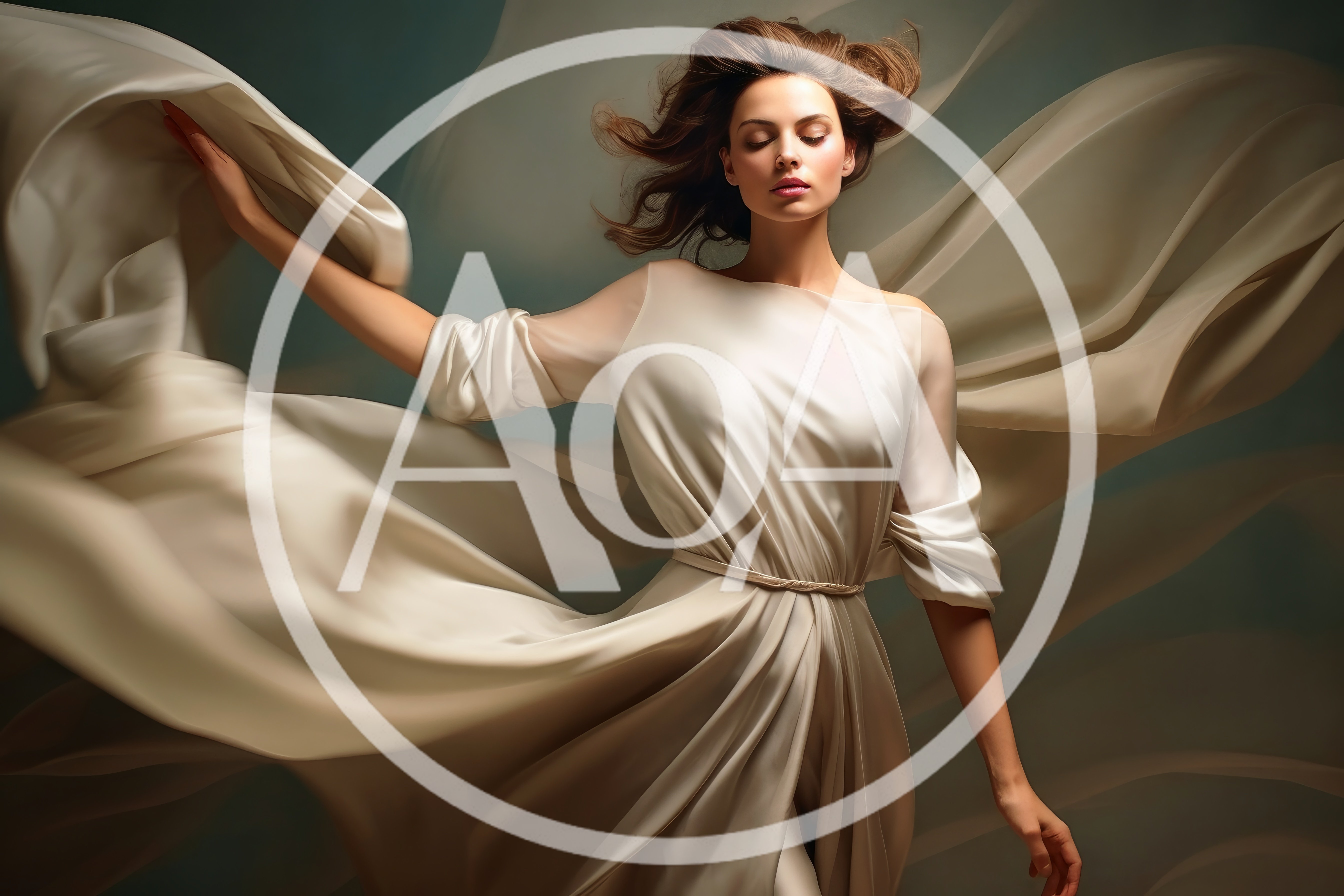 Elegant Woman In Flowing Silk Dress