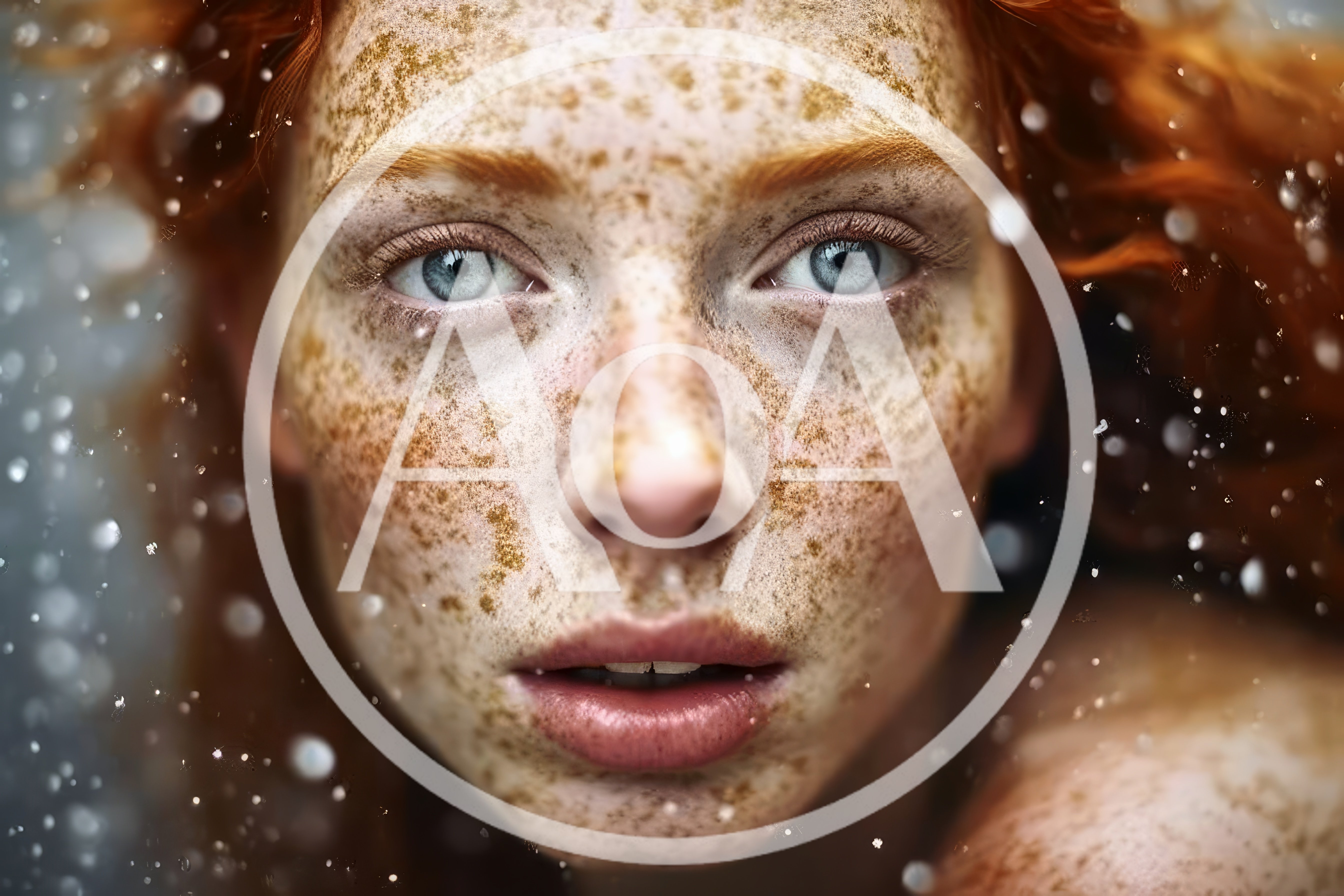 Close Up Portrait Of A Redheaded Woman With Freckles