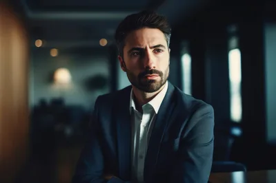 Professional Businessman Looking Away In Modern Office Setting
