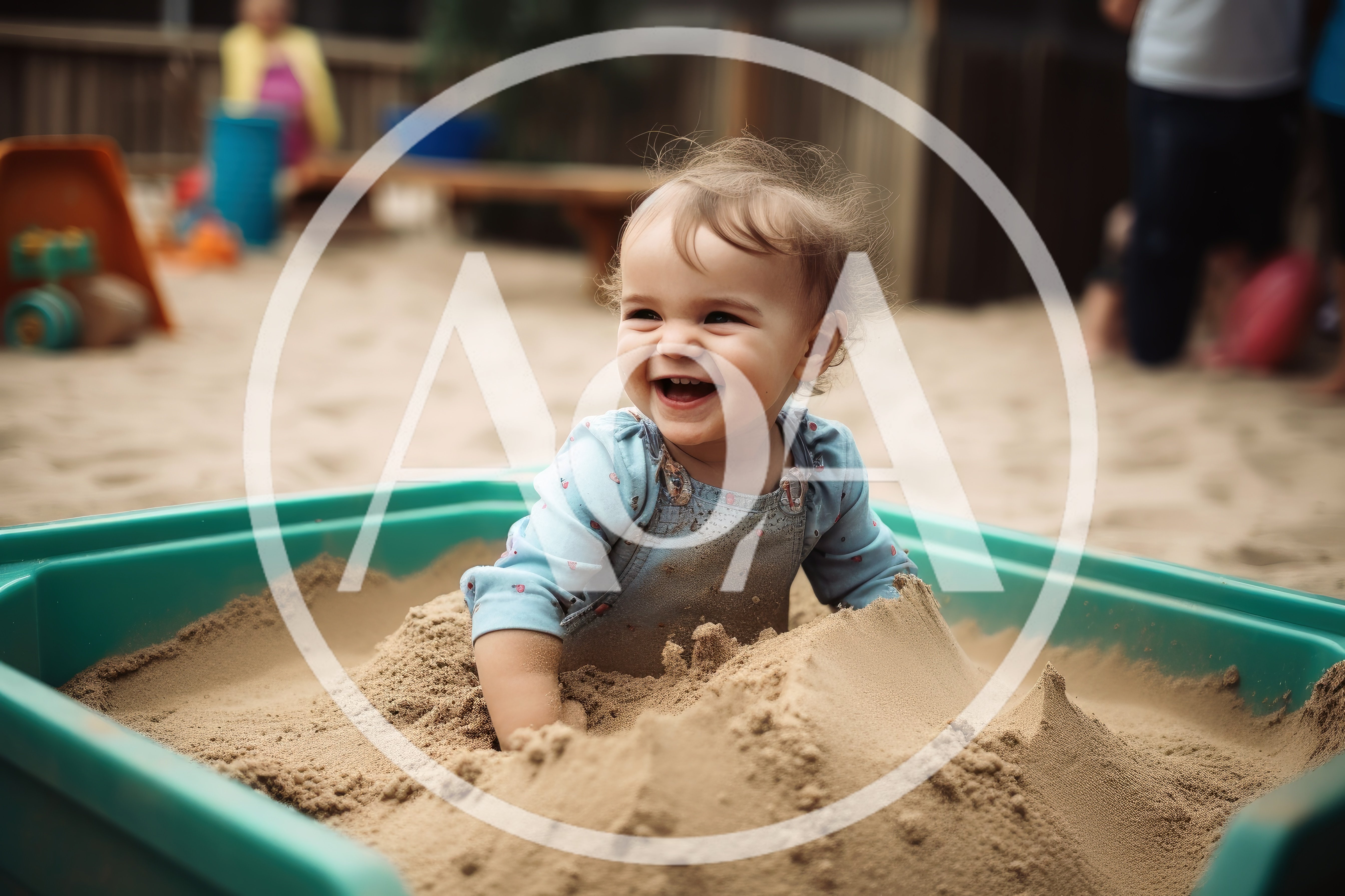Happy Toddler Playing In A Sandbox