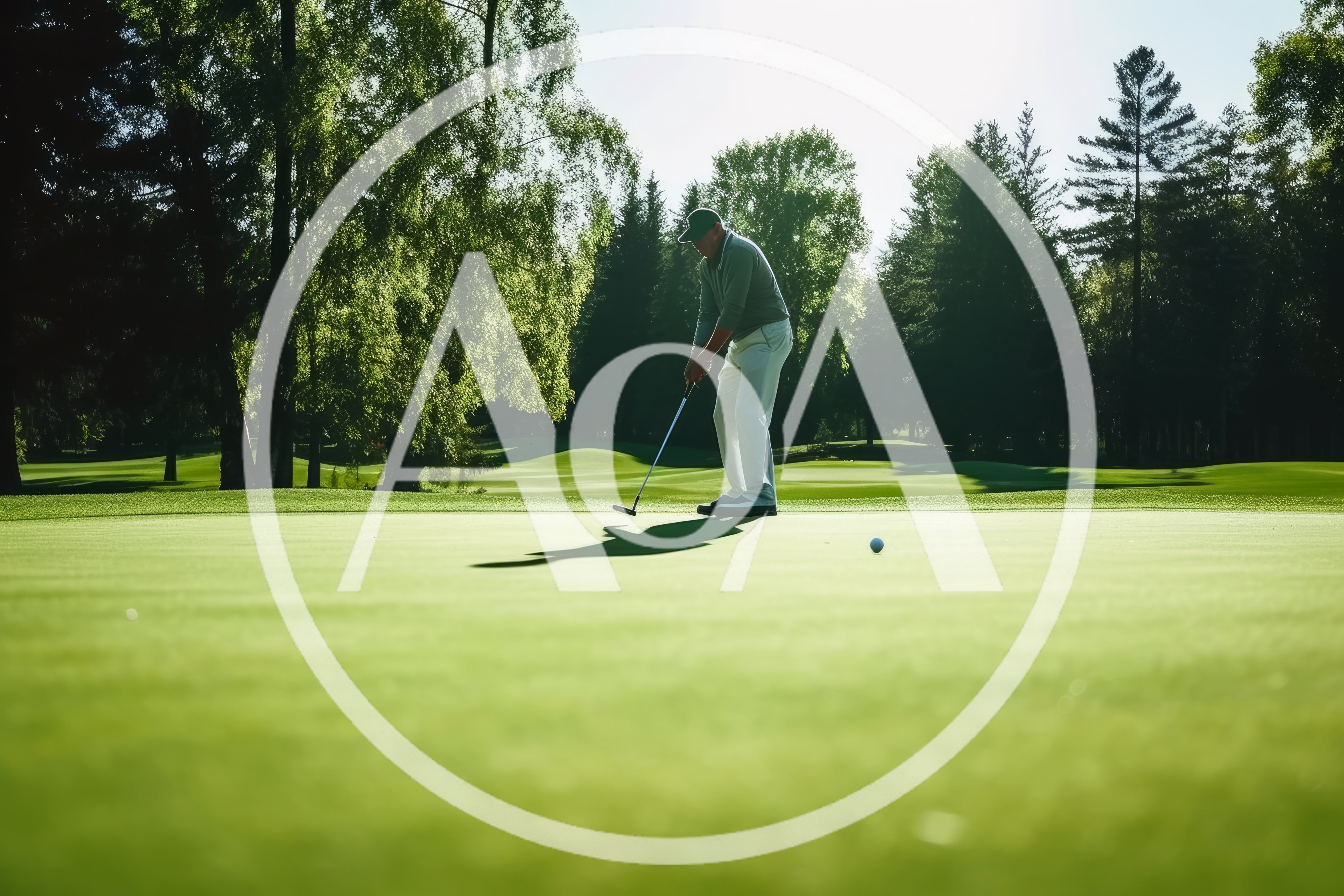Golfer Putting On A Sunny Green