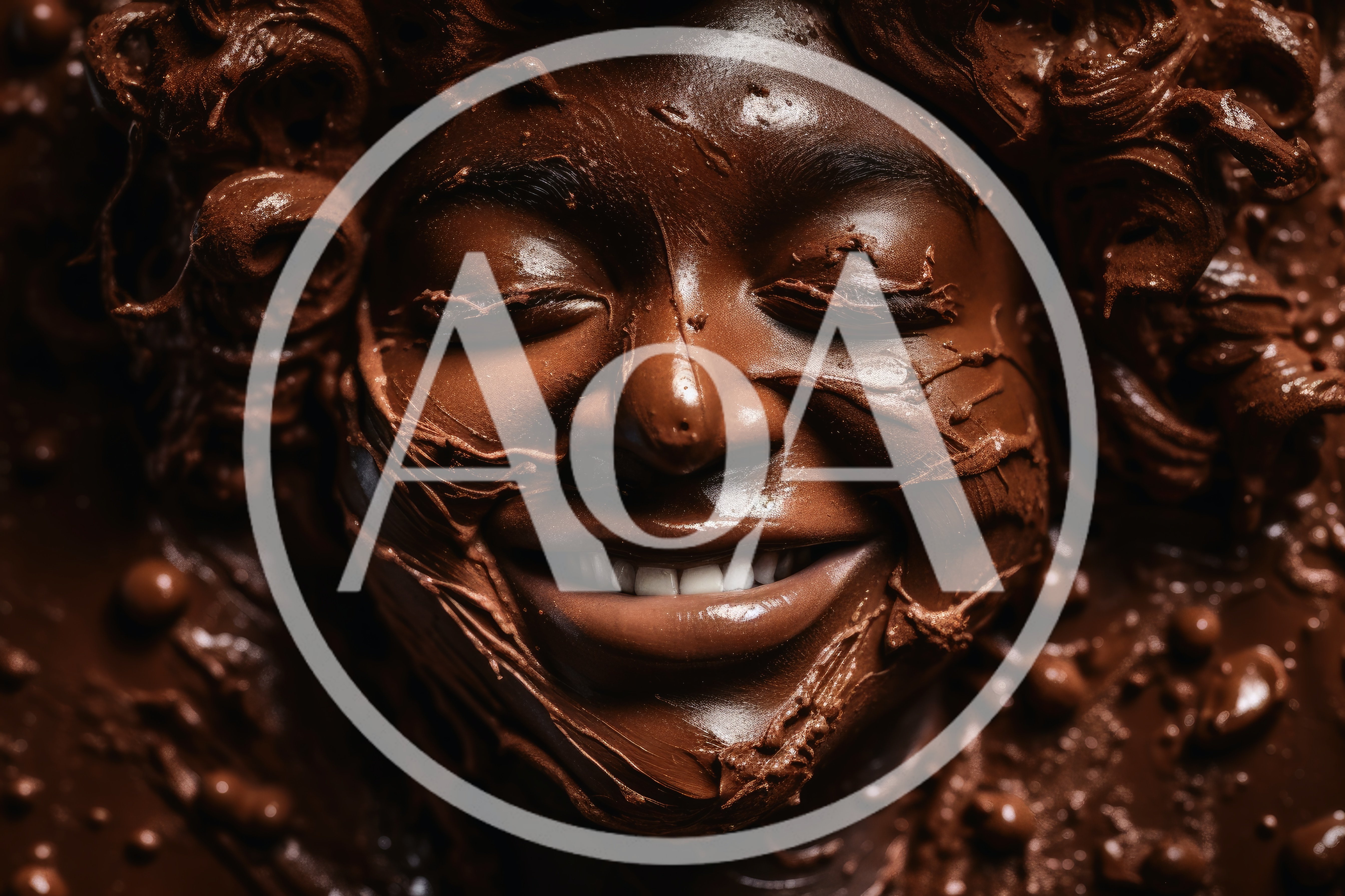 Close Up Portrait Of Woman Covered In Melted Chocolate
