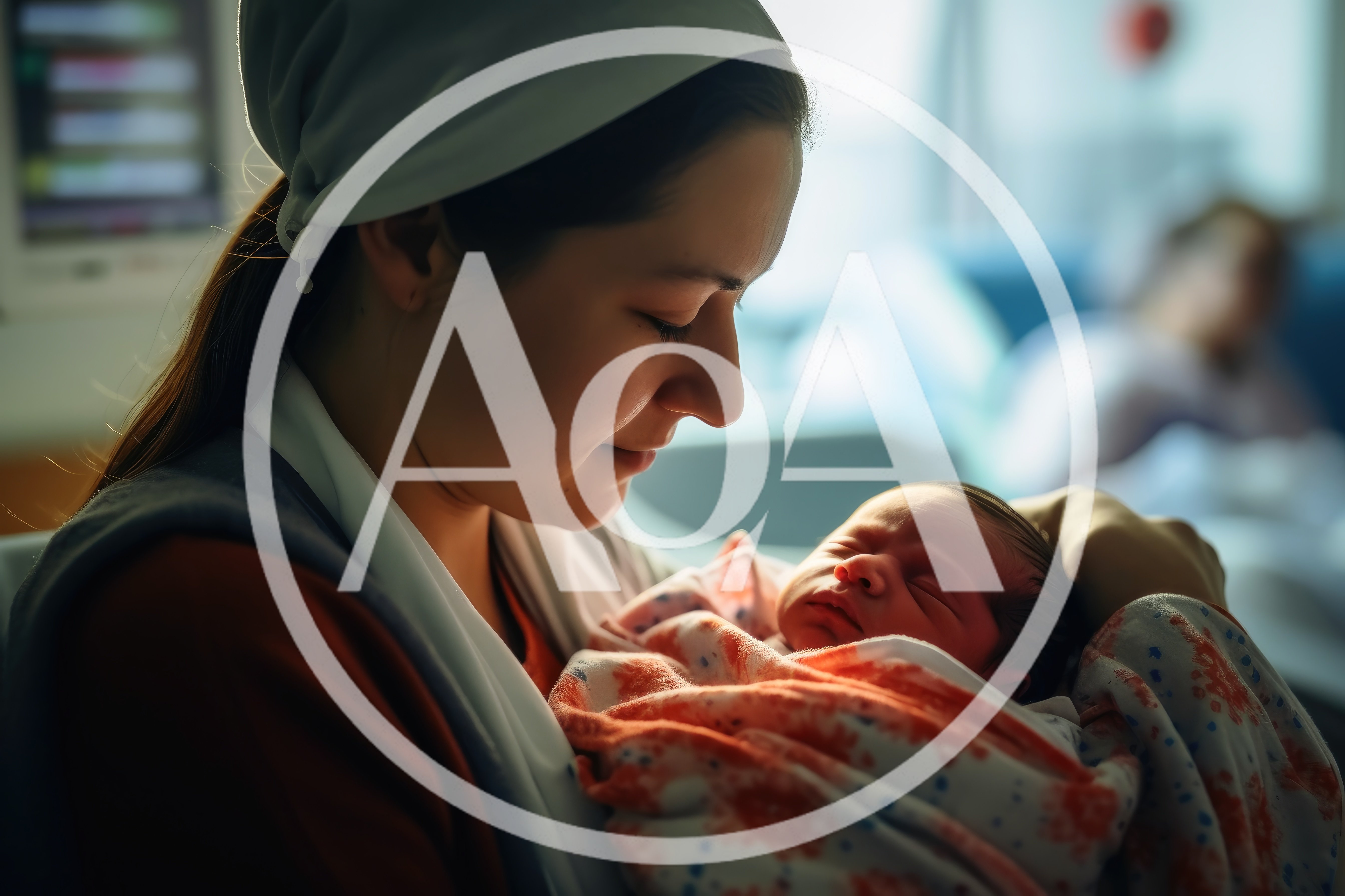 Mother Holding Her Newborn Baby In Hospital