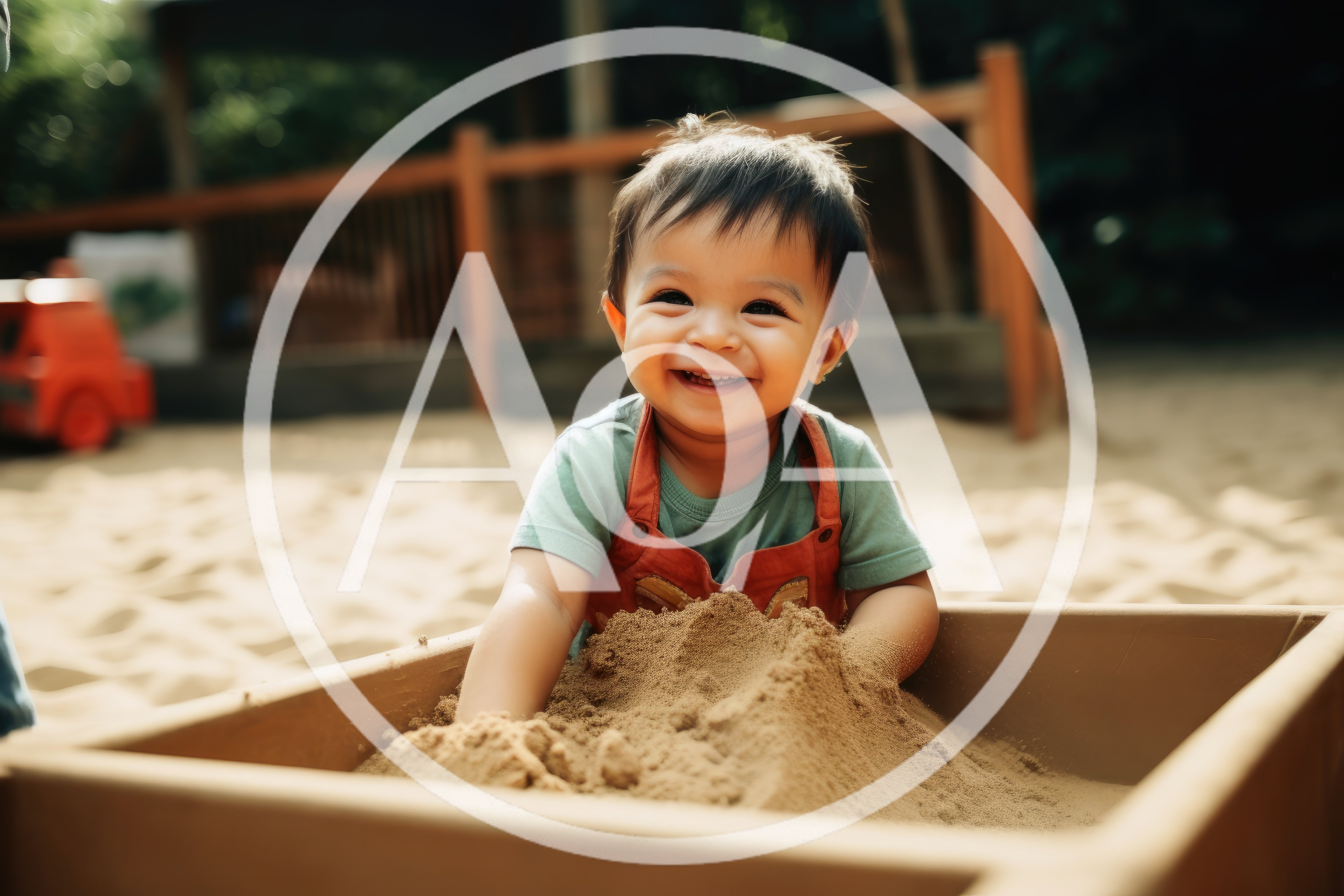 Happy Toddler Playing In A Sandbox
