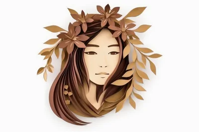 Paper Cutout Illustration Of A Woman With Floral Crown