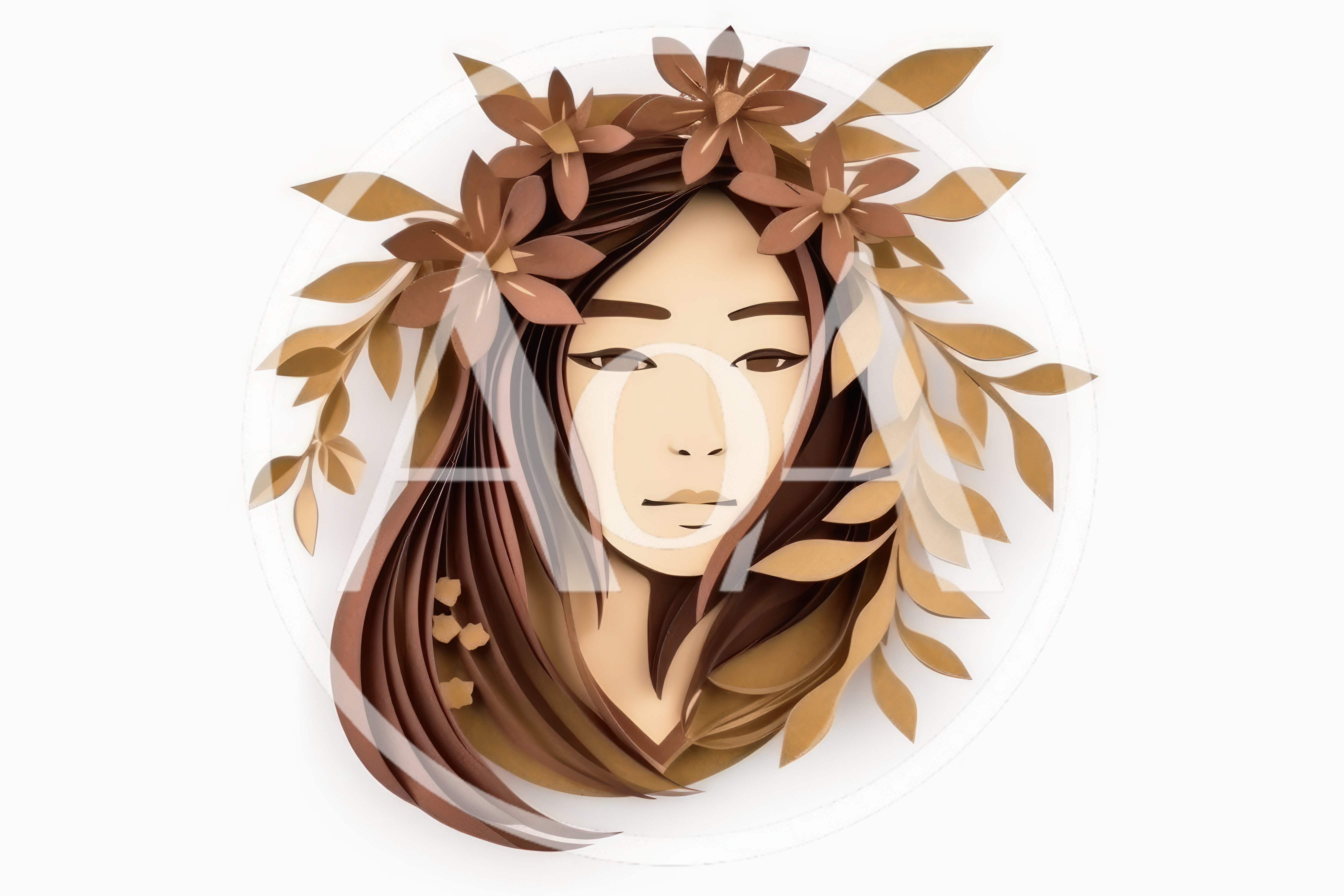 Paper Cutout Illustration Of A Woman With Floral Crown