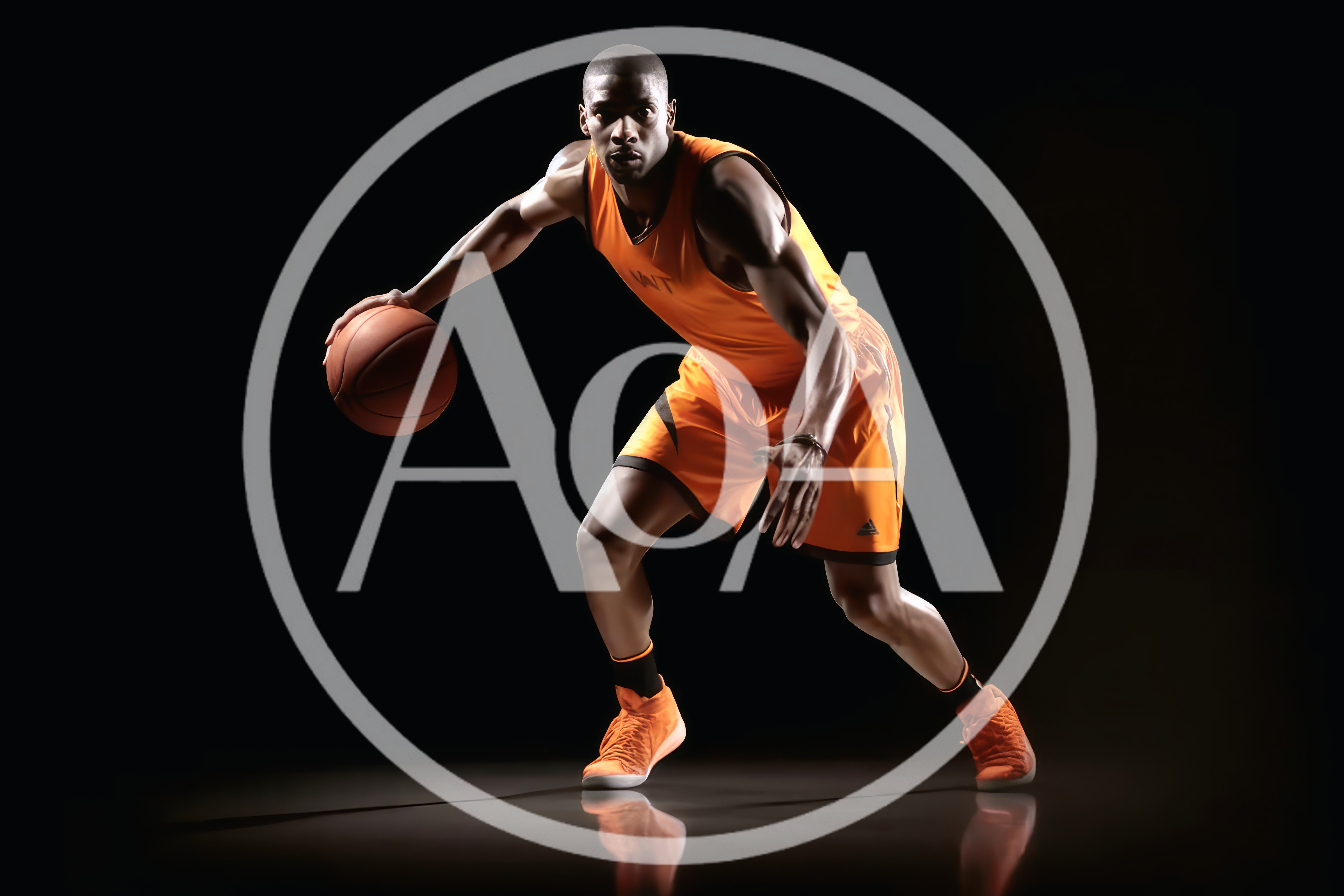 Professional Basketball Player Dribbling Ball In Studio
