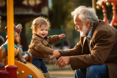 Grandfather Playing With Toddler At Playground