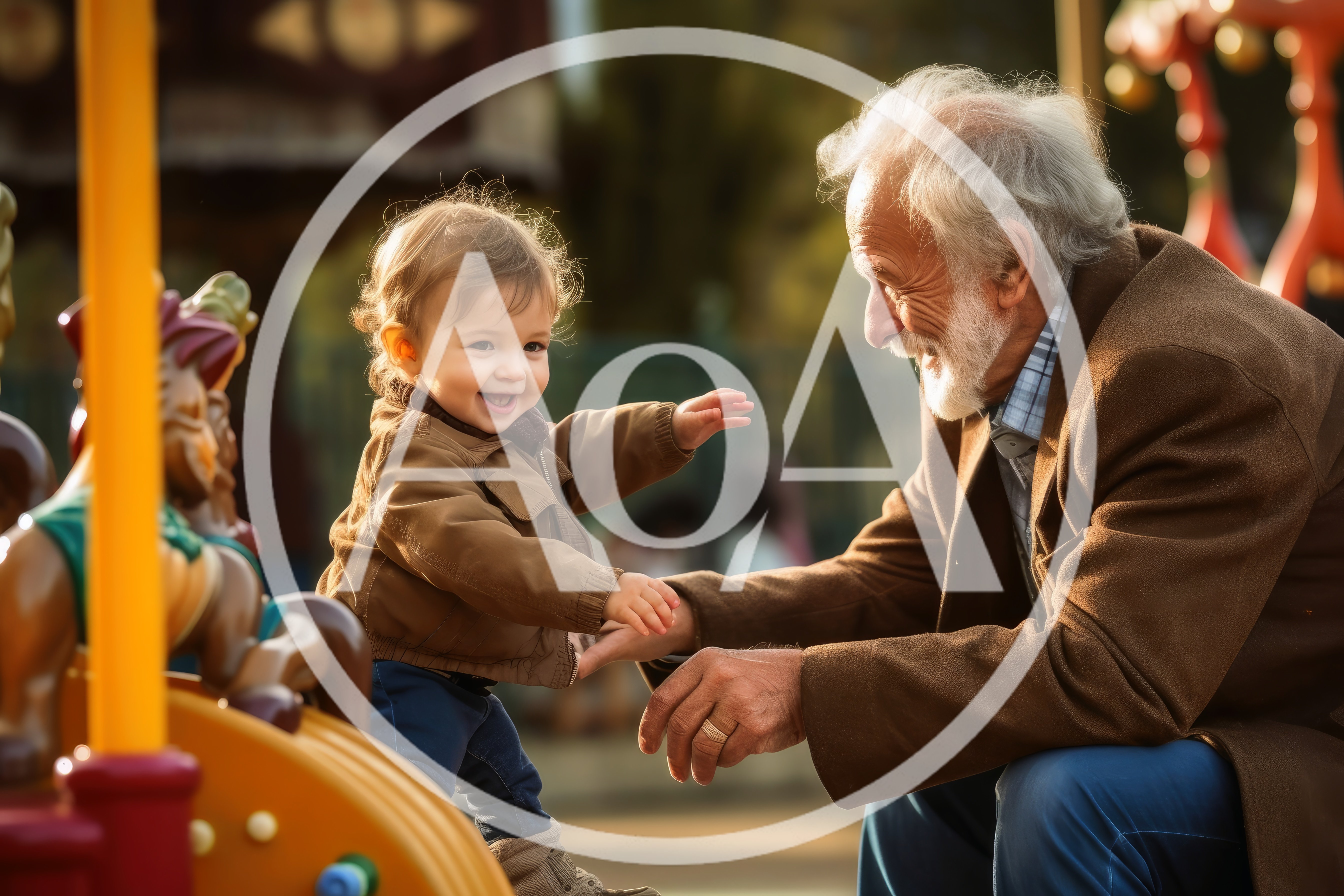 Grandfather Playing With Toddler At Playground