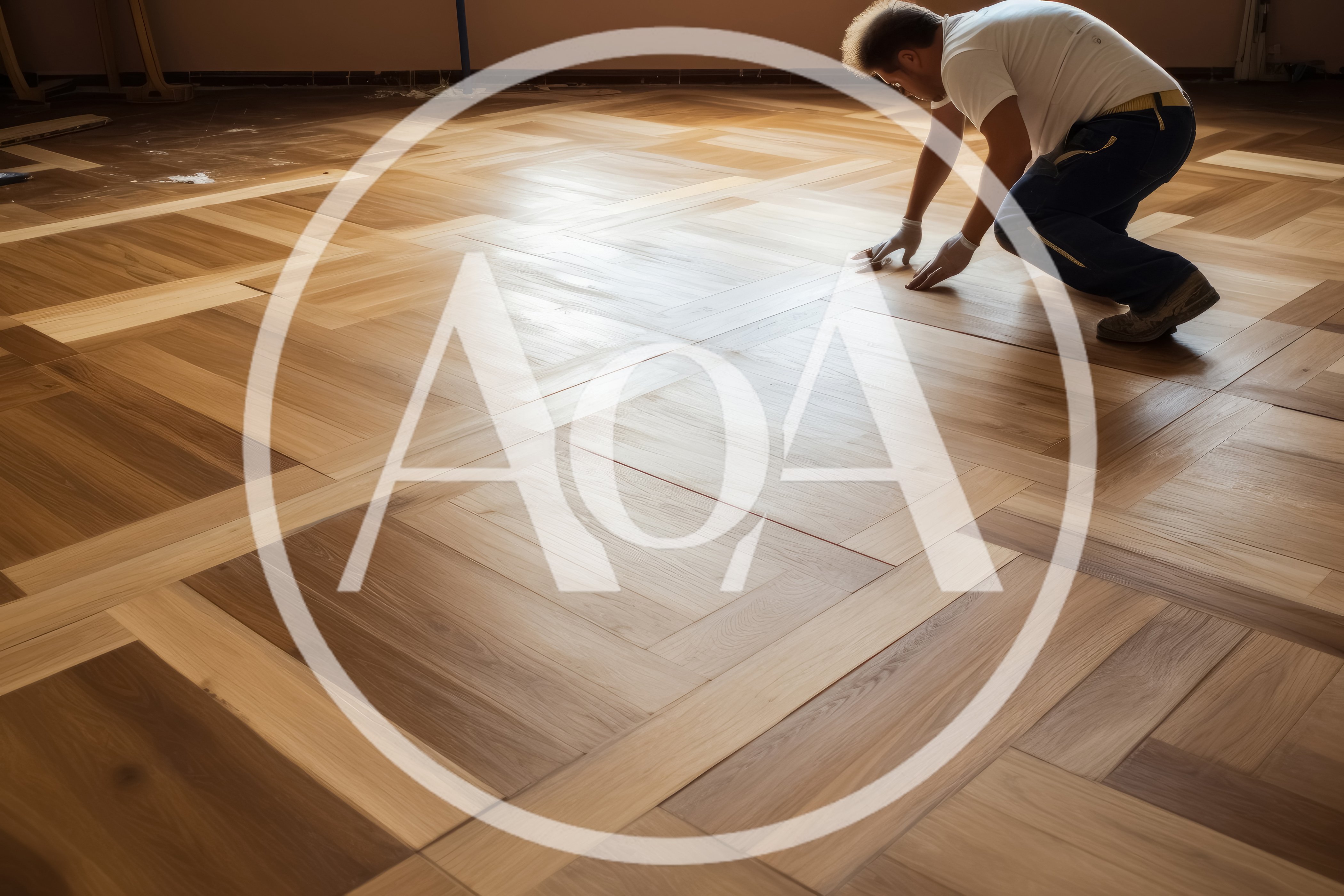Professional Craftsman Installing Hardwood Parquet Flooring