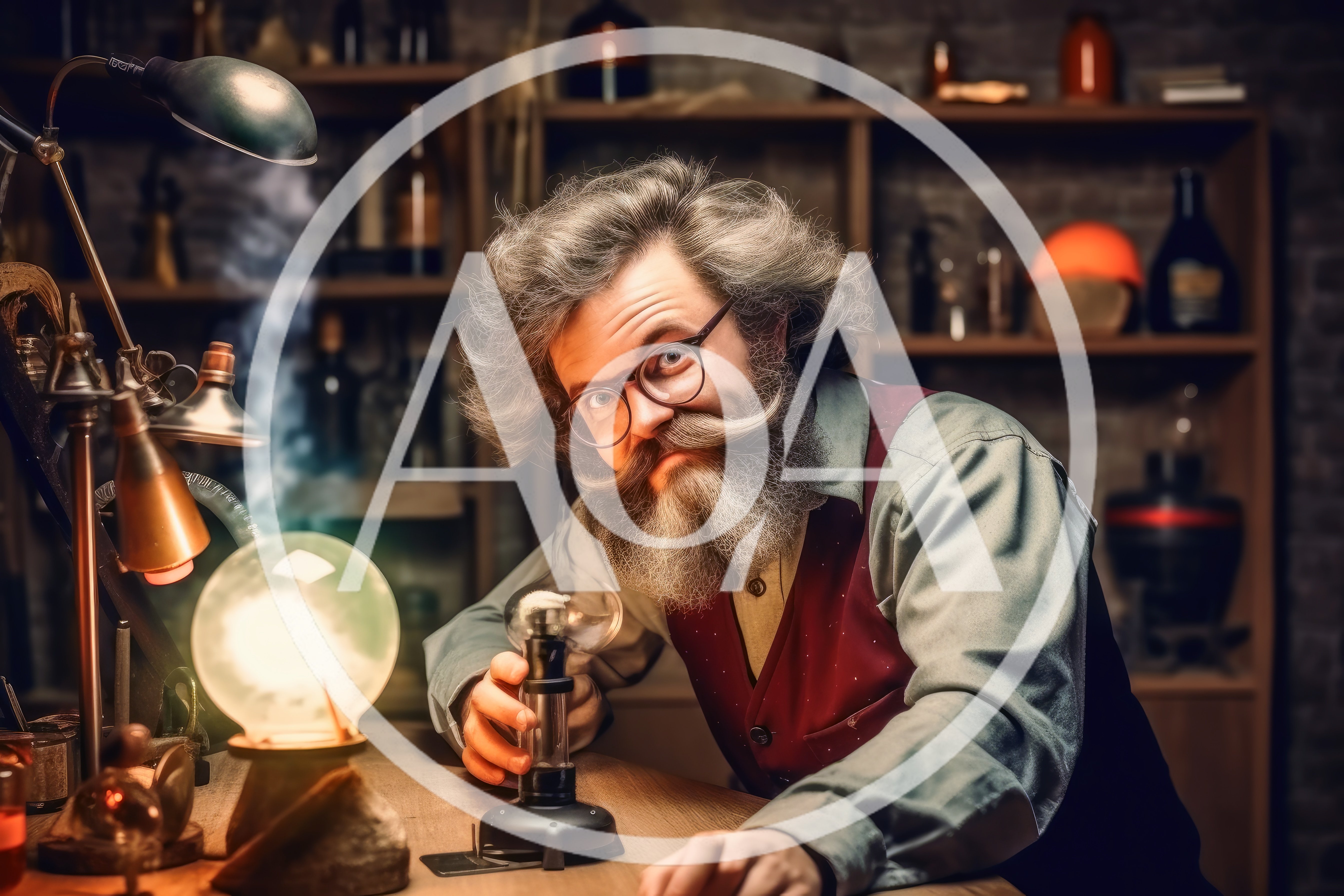 Eccentric Scientist Conducting Experiments In A Vintage Laboratory