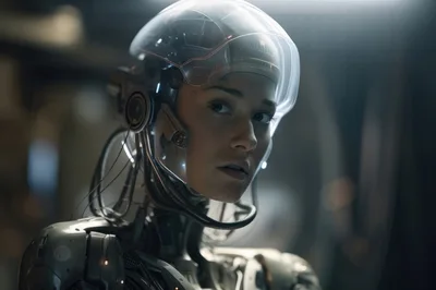 Portrait Of A Futuristic Female Android Cyborg