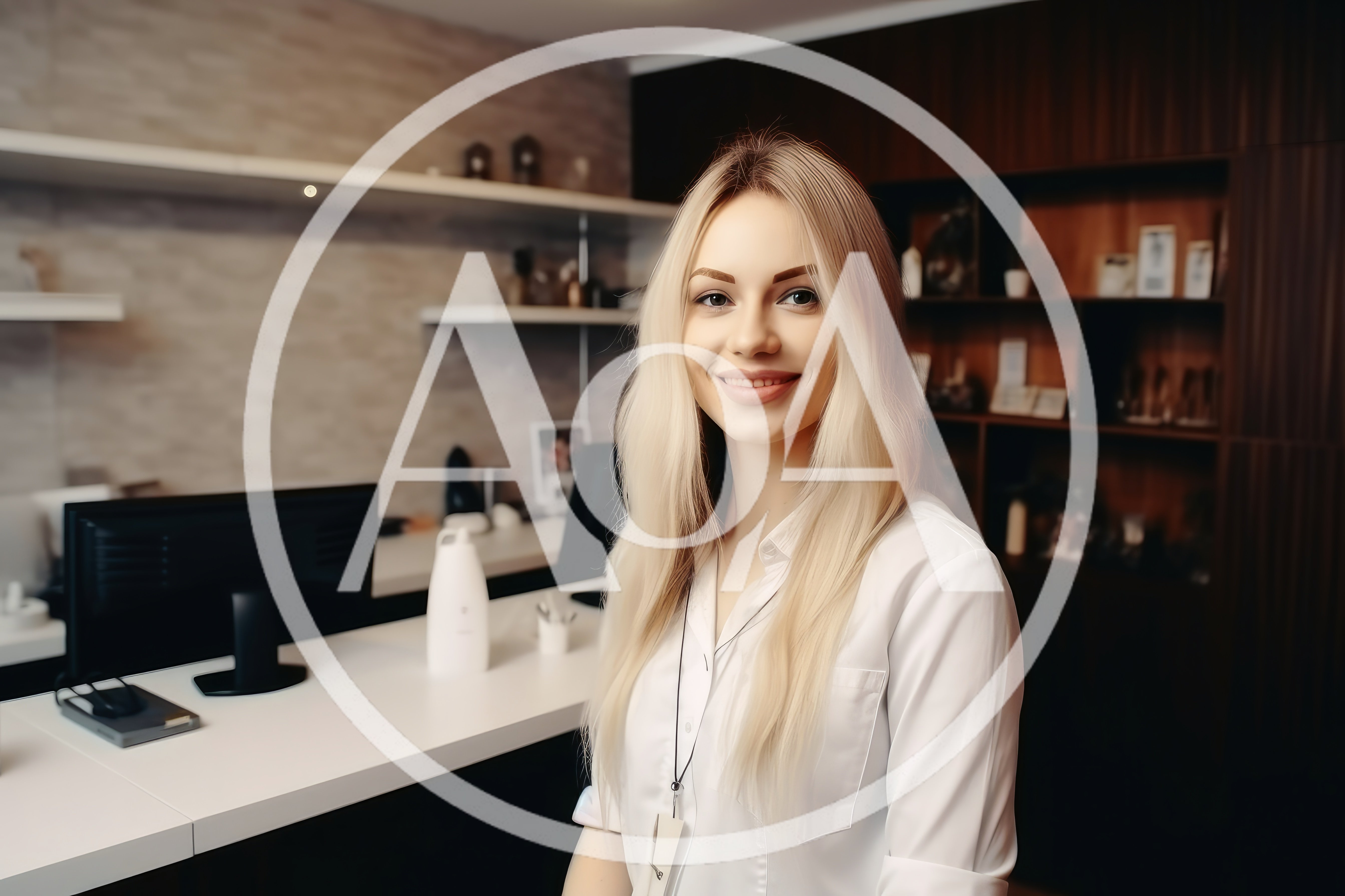 Professional Receptionist Smiling At Office Desk