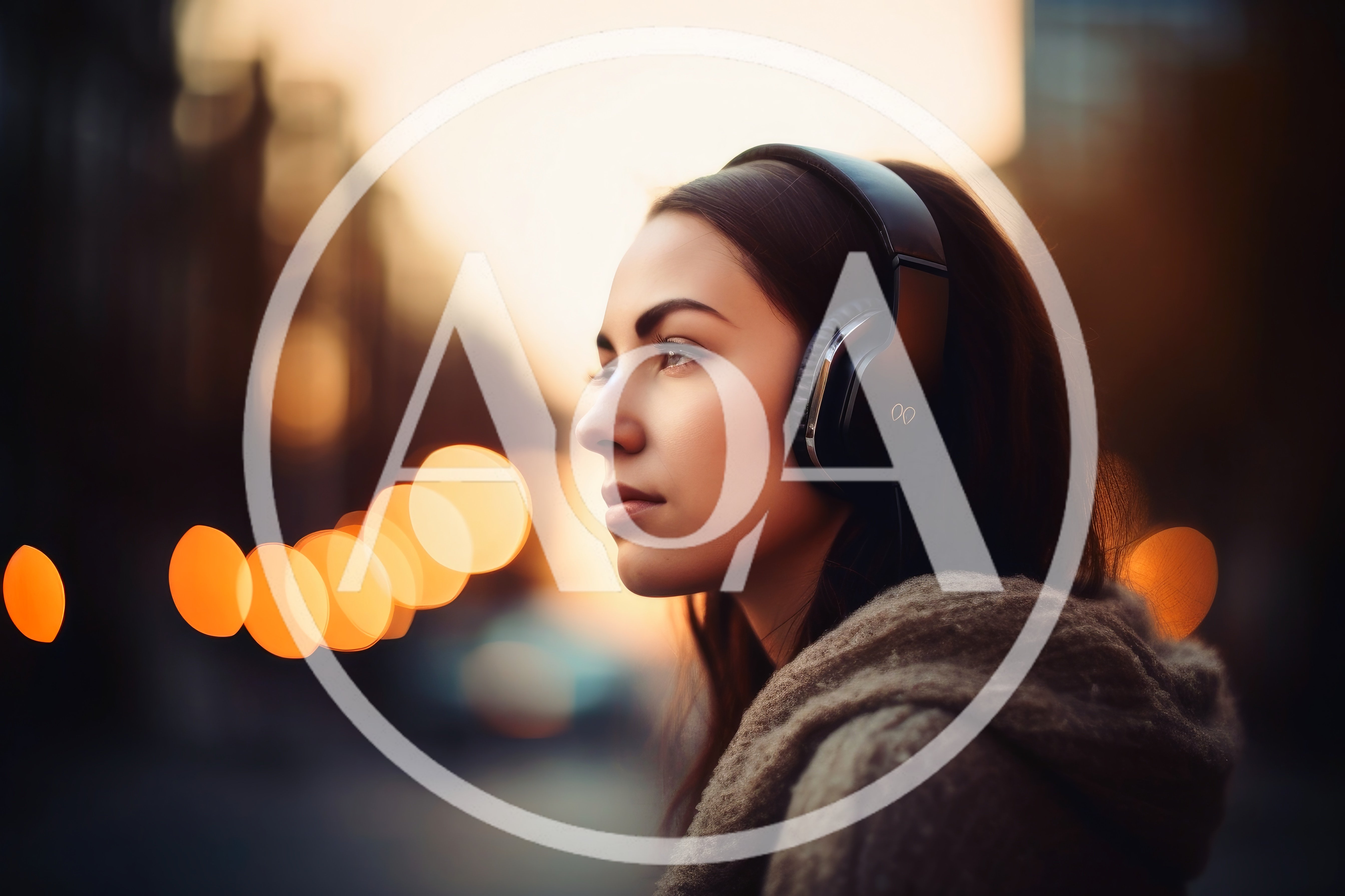 Young Woman Wearing Headphones Outdoors At Sunset