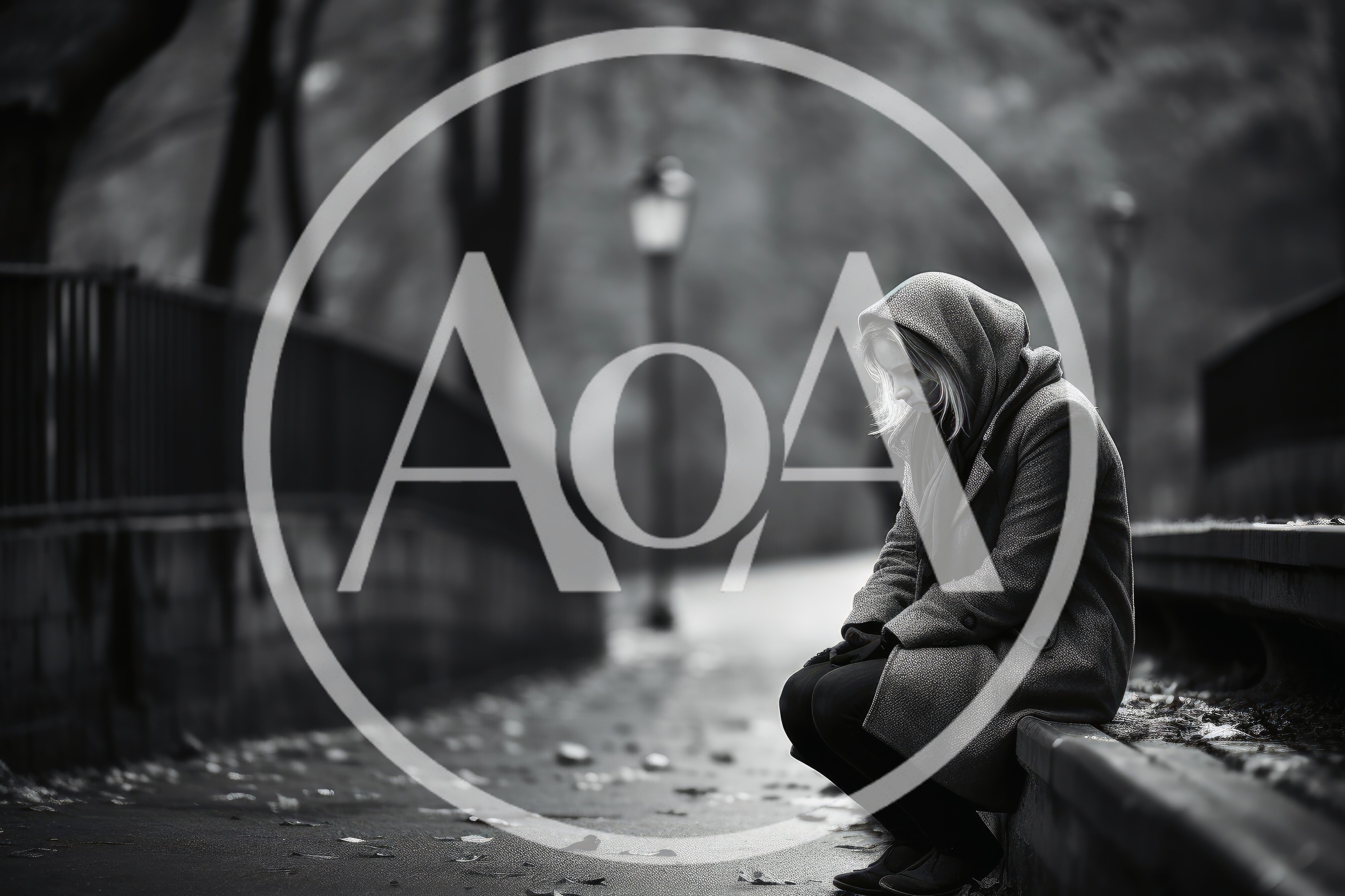 Sad Woman Sitting Alone On A Park Bench
