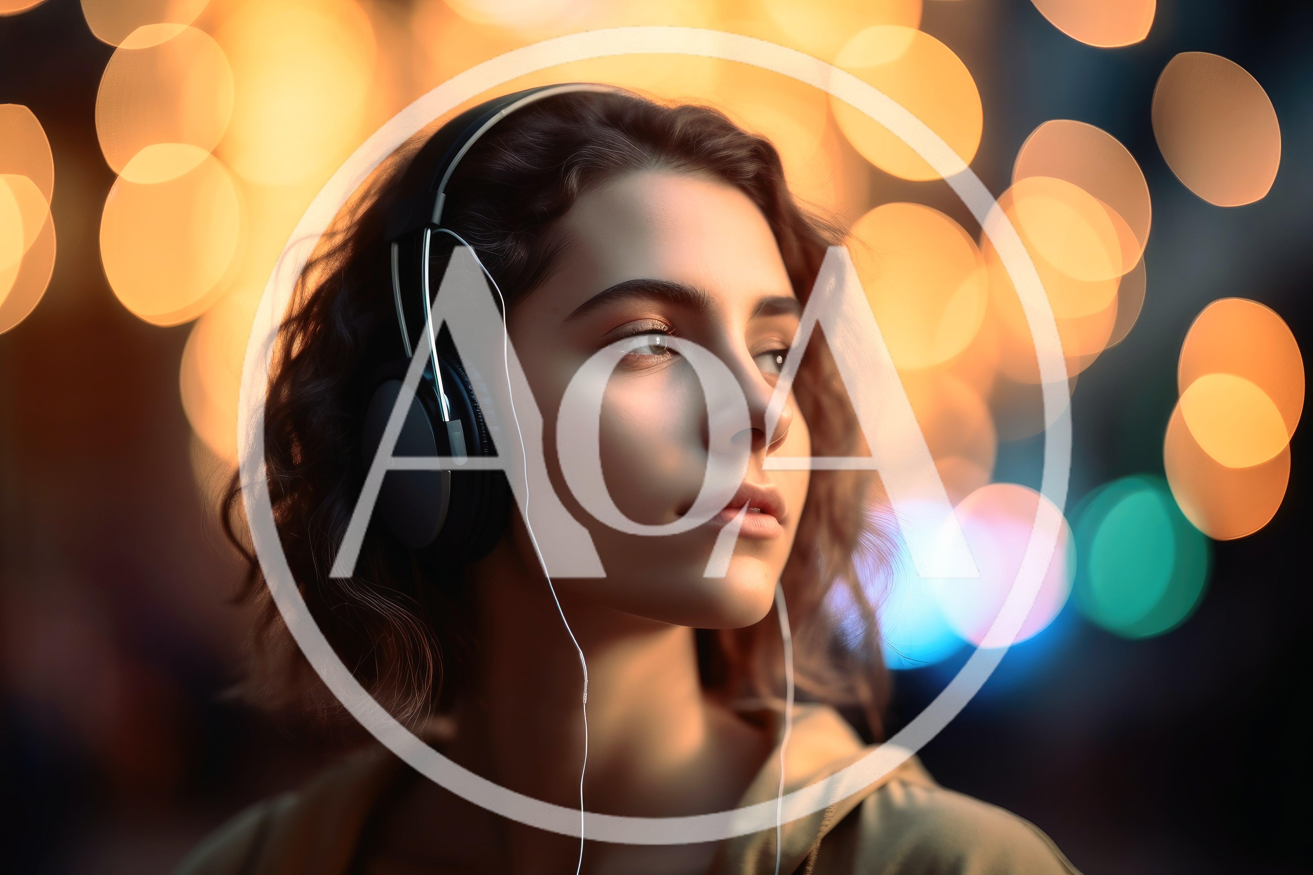 Young Woman Listening To Music With Headphones
