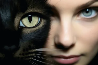 Composite Portrait Of A Woman And A Cat