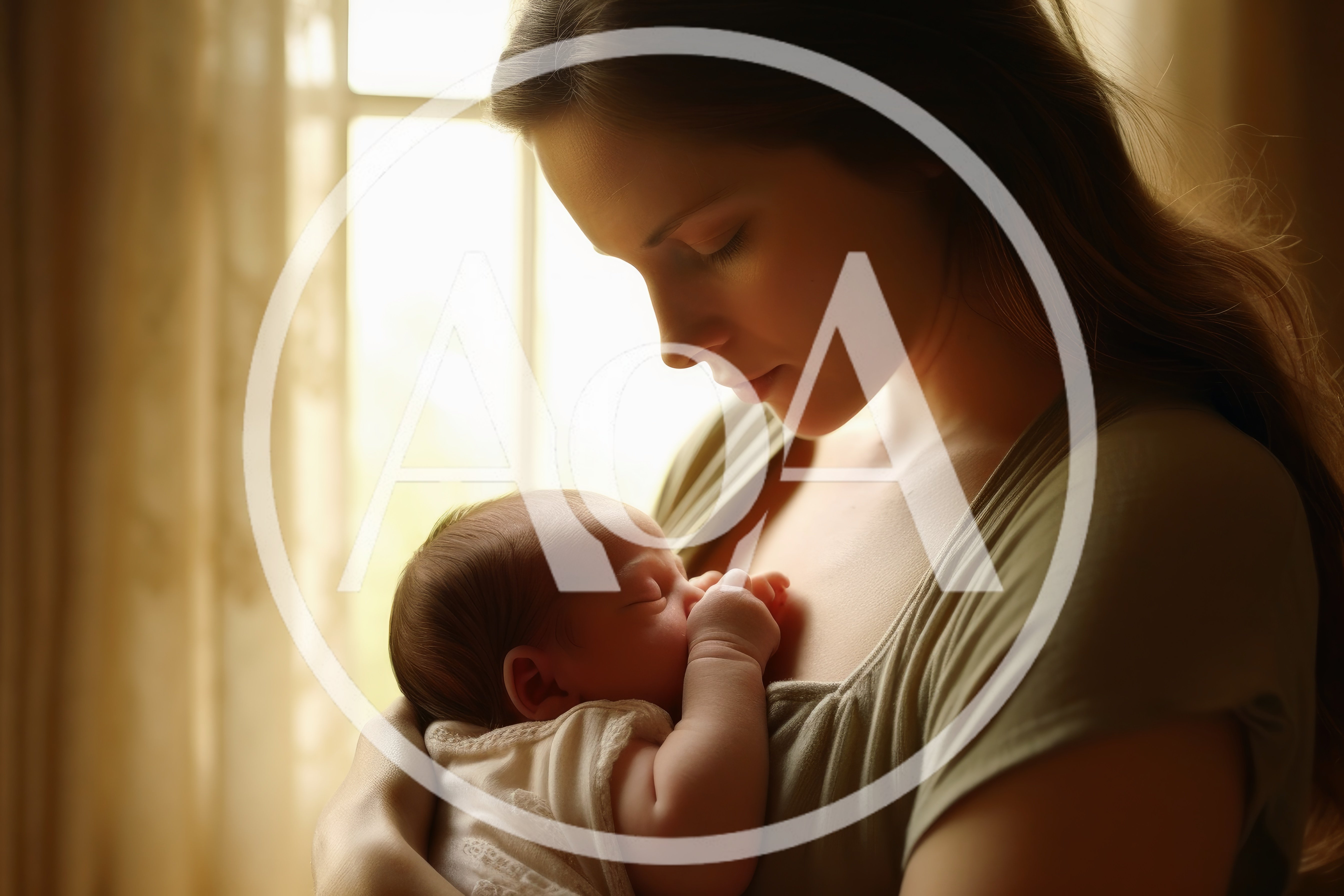 Mother Gently Holding Her Sleeping Newborn Baby