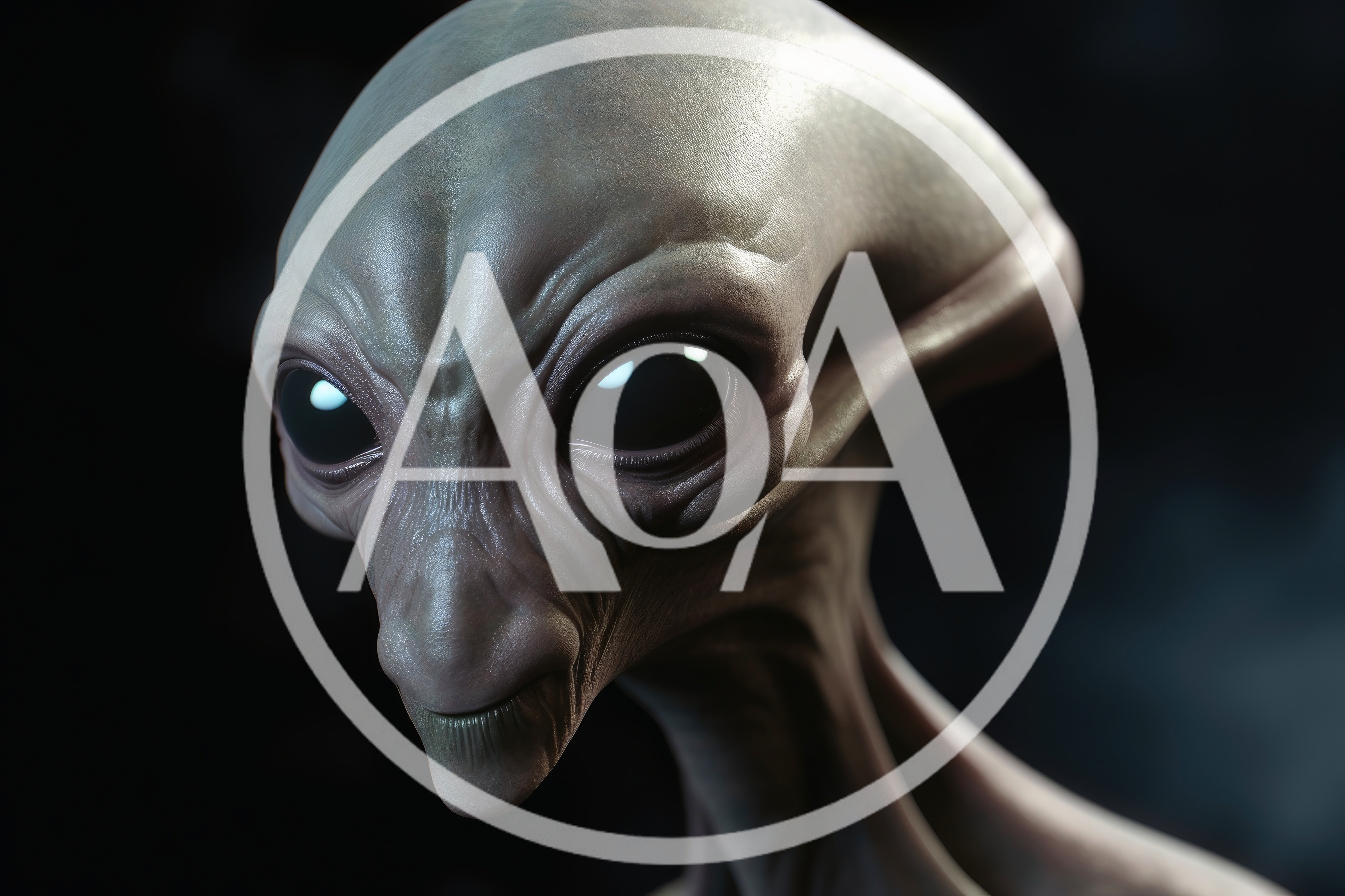Close Up Portrait Of A Realistic Grey Alien