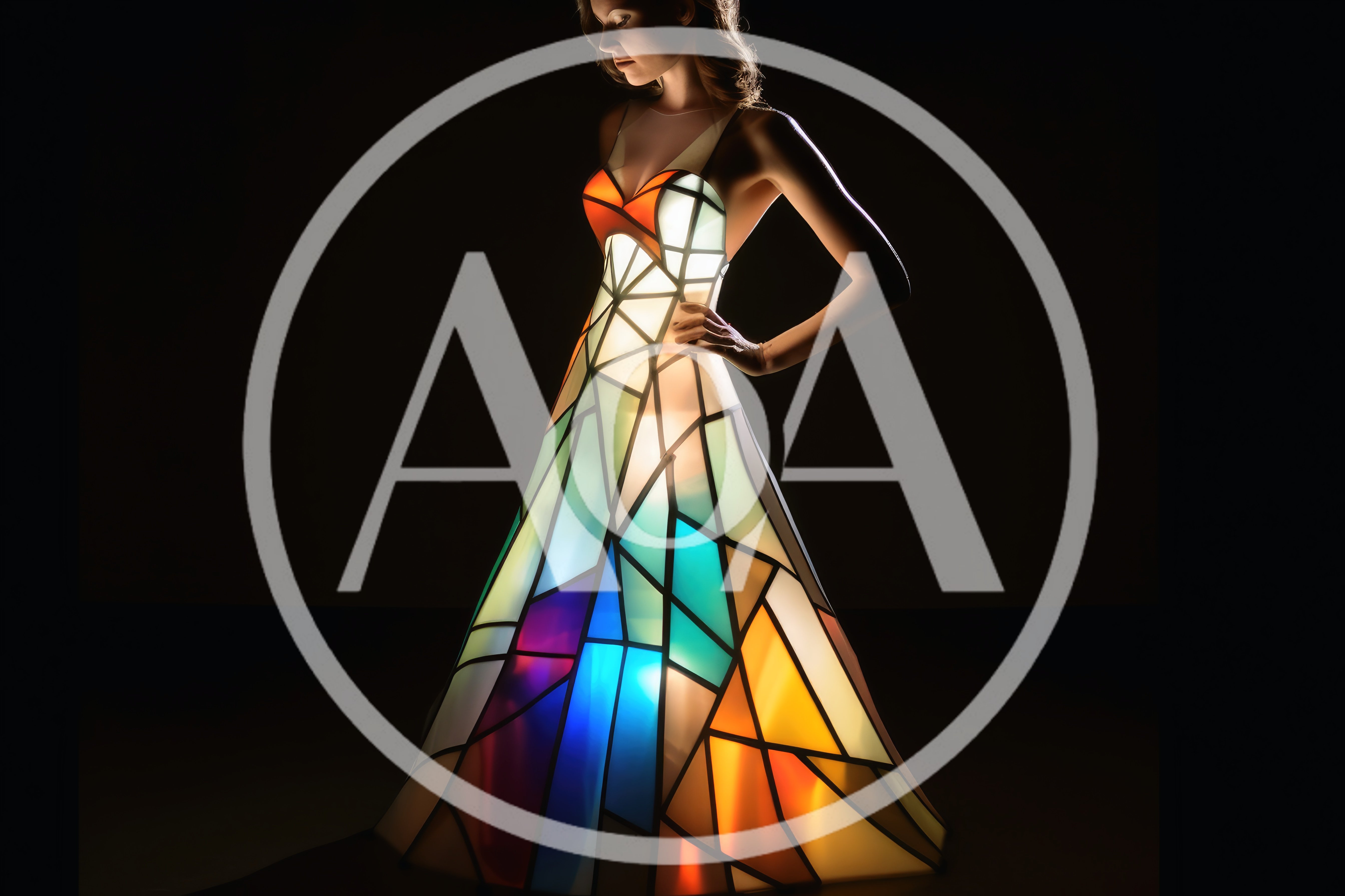 Woman Wearing A Stained Glass Style Illuminated Dress