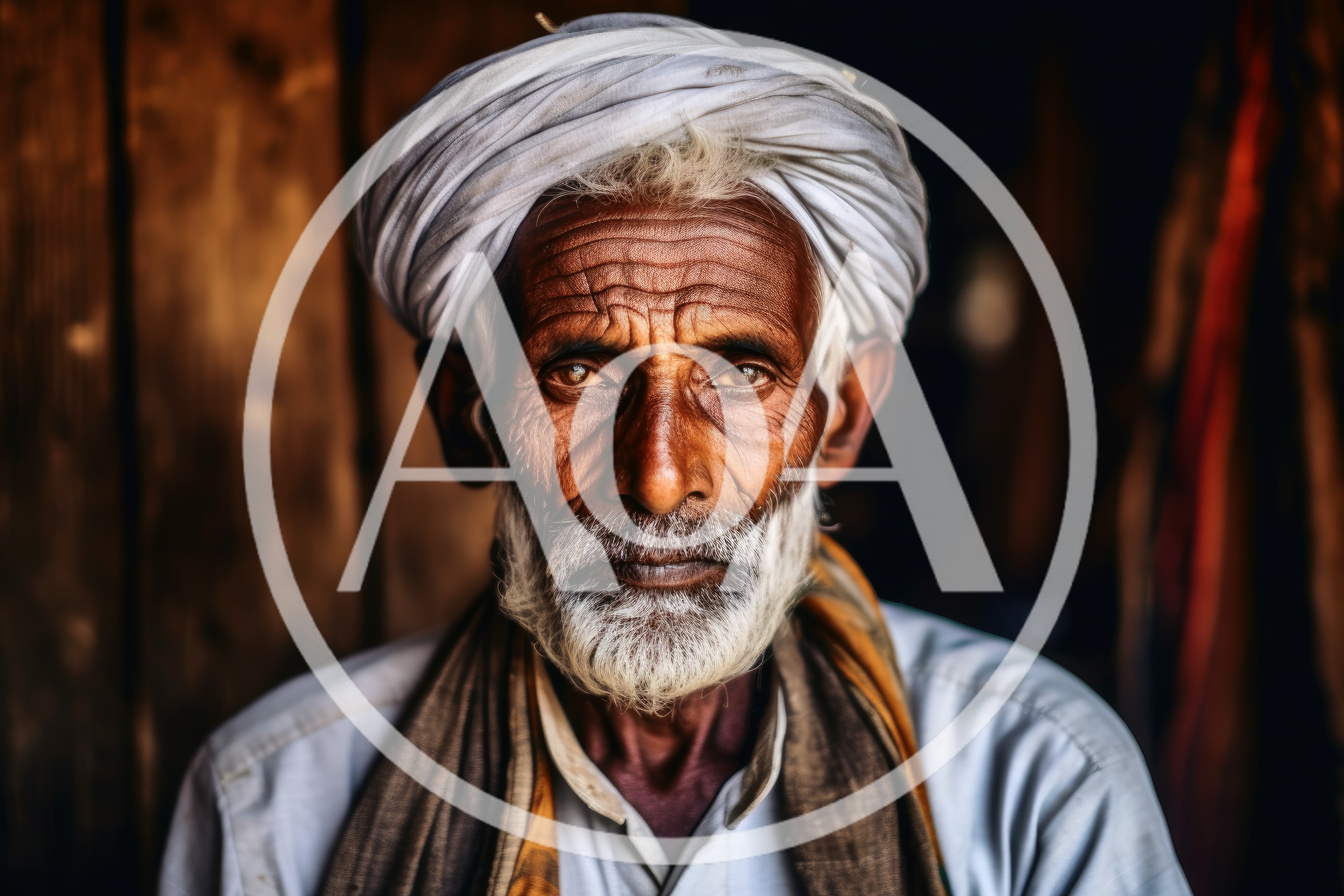 Portrait Of An Elderly Indian Man With Turban