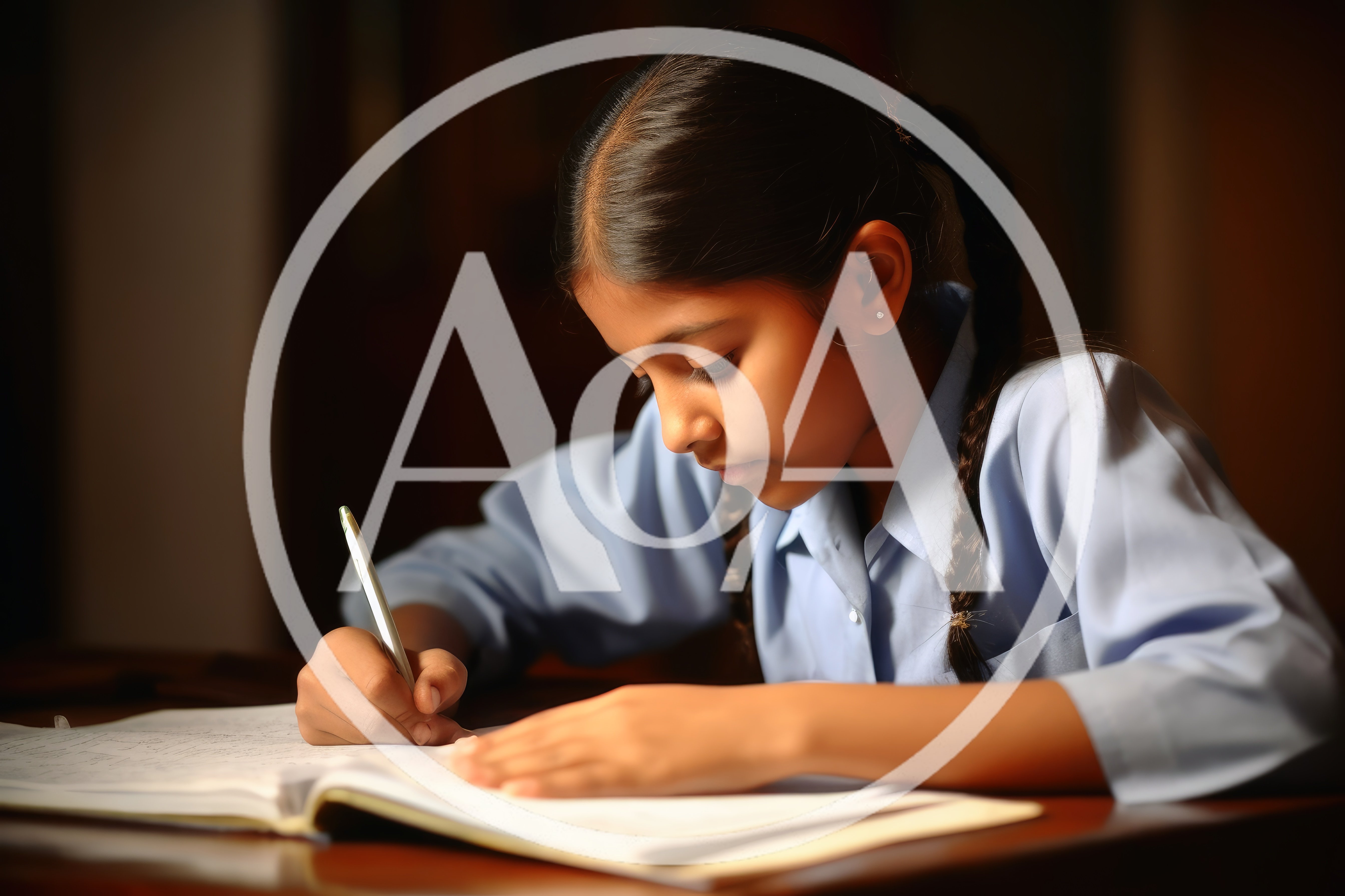 Young Indian Girl Studying And Writing In A Notebook