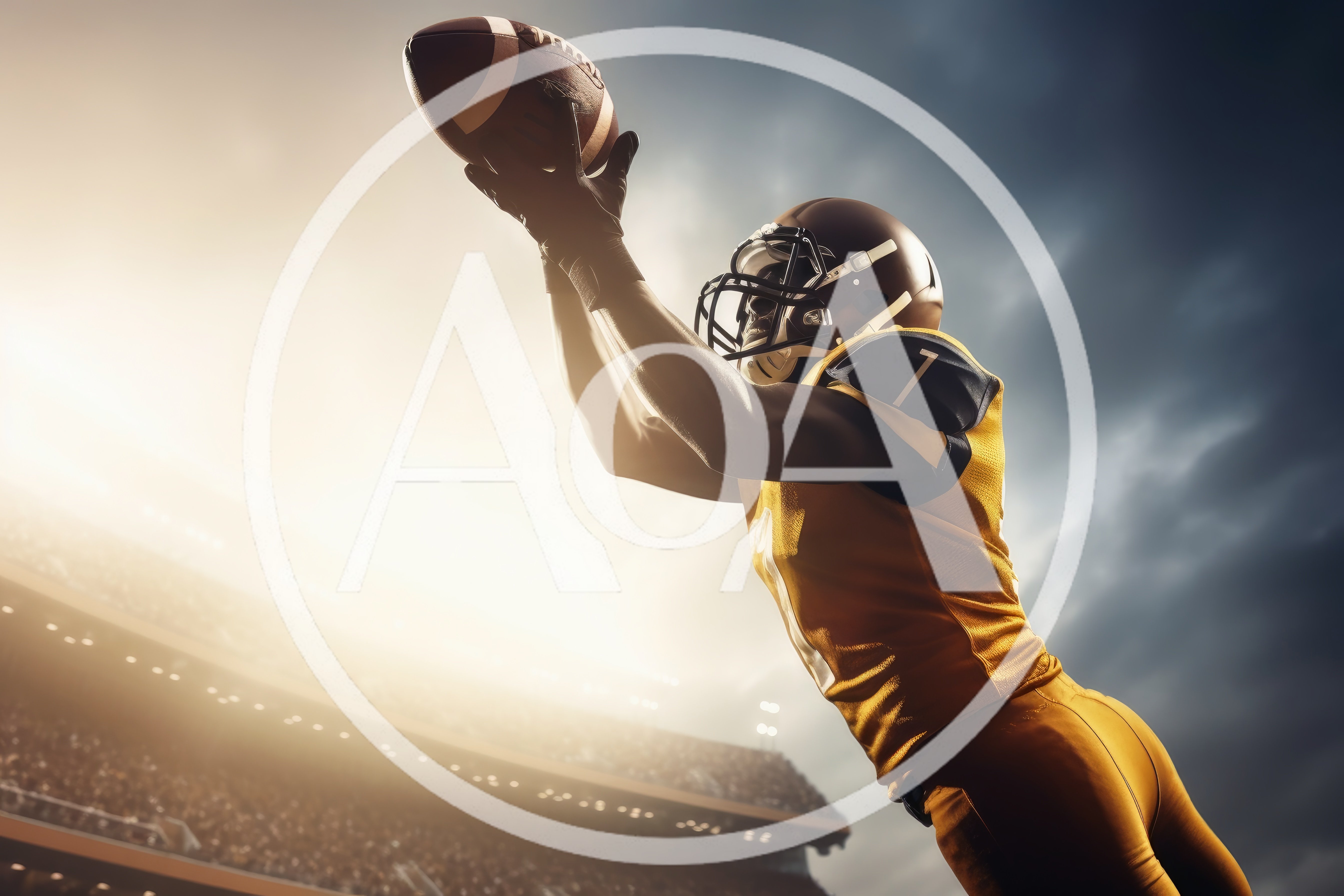 American Football Player Catching A Pass In Stadium