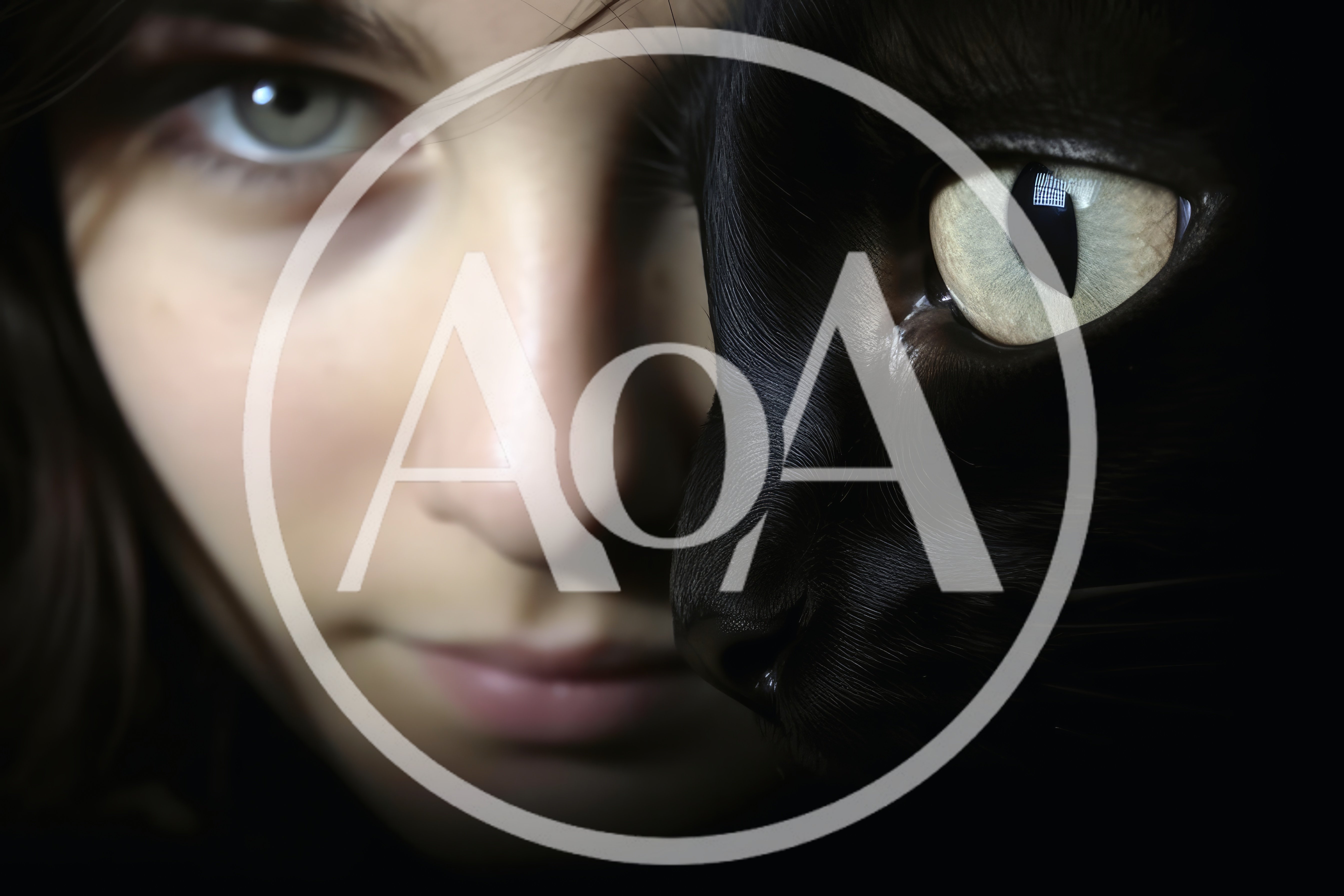 Close Up Portrait Of A Girl And Black Cat