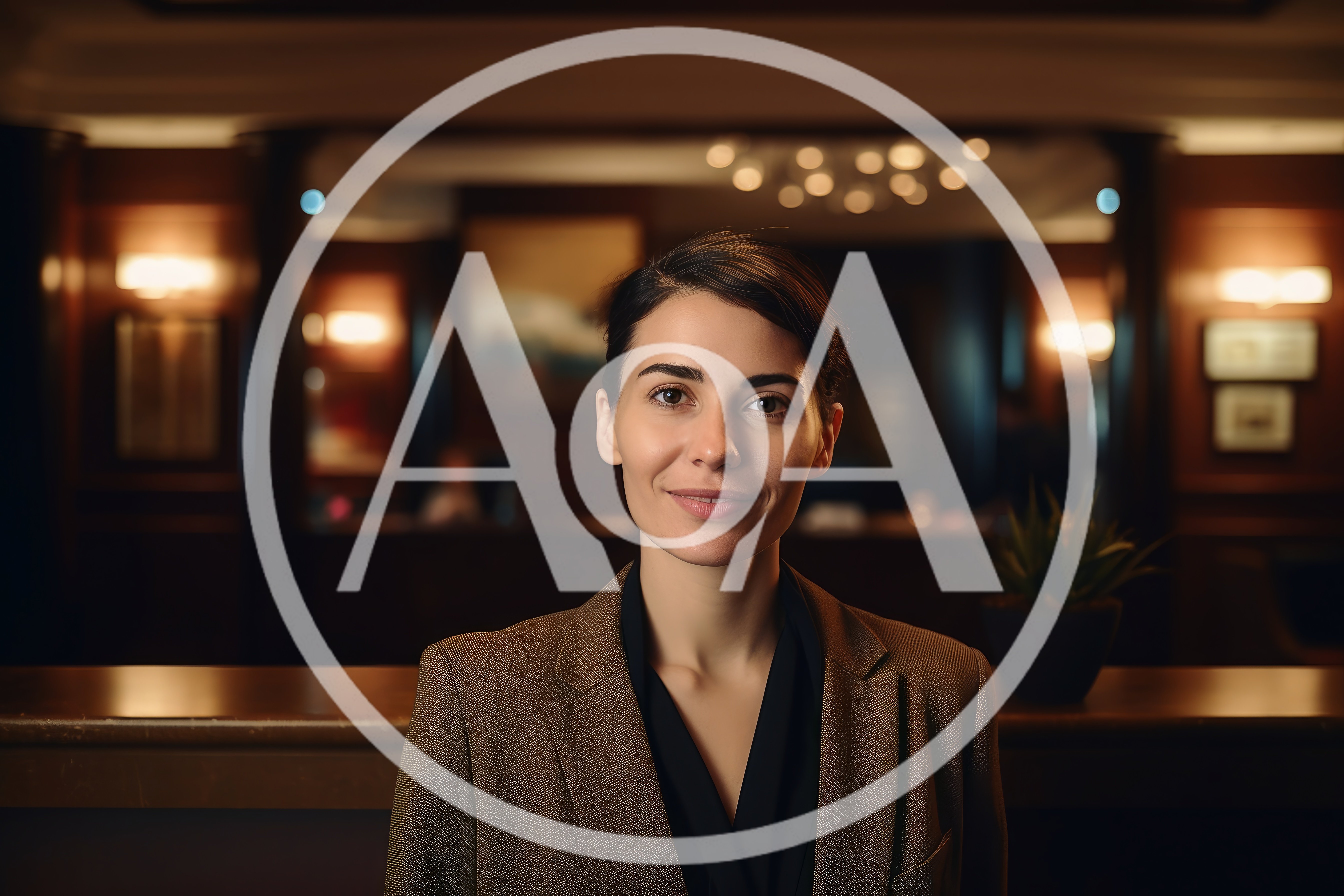 Professional Hotel Receptionist Standing At The Front Desk