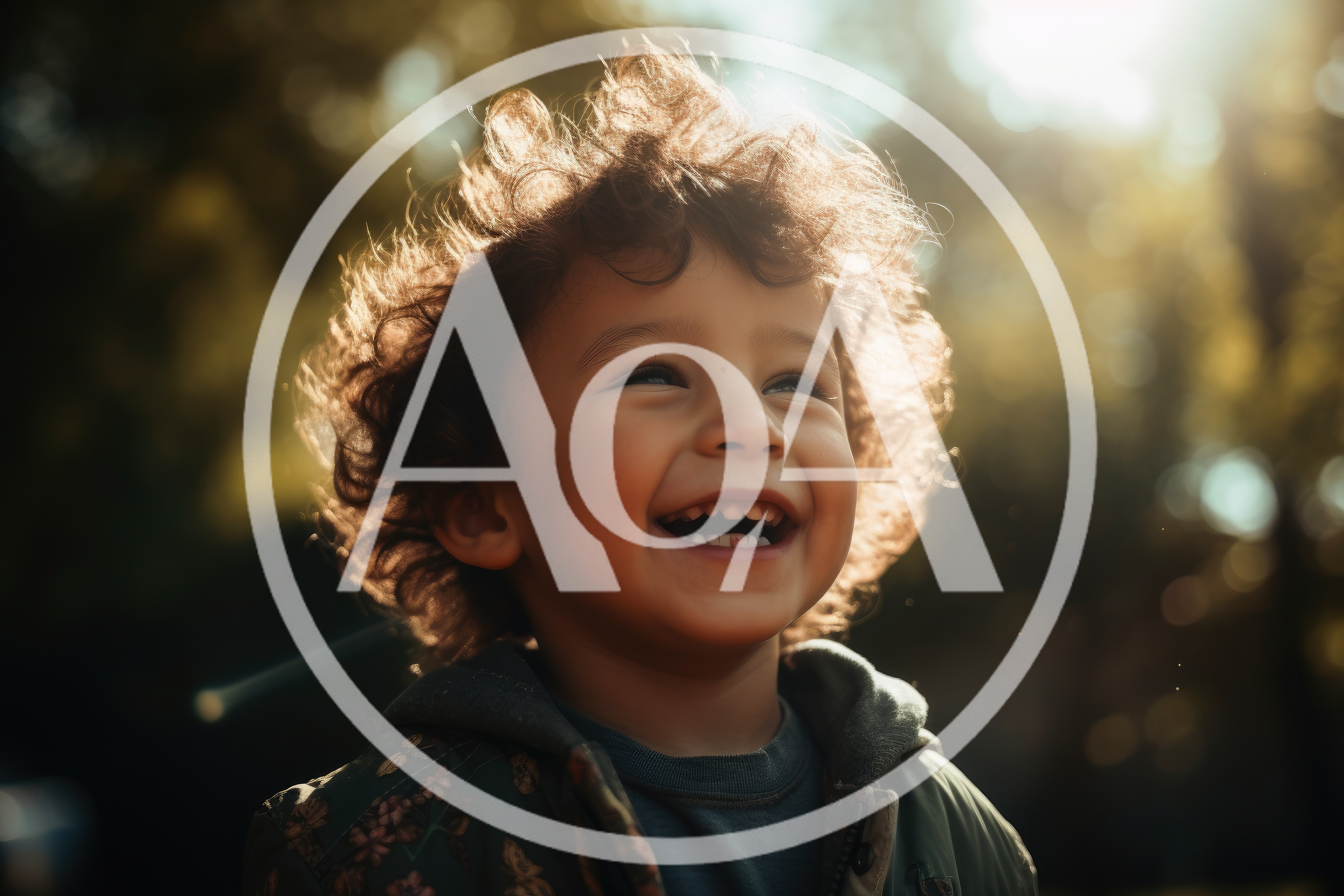 Happy Toddler Boy Laughing Outdoors In Golden Hour Sunlight