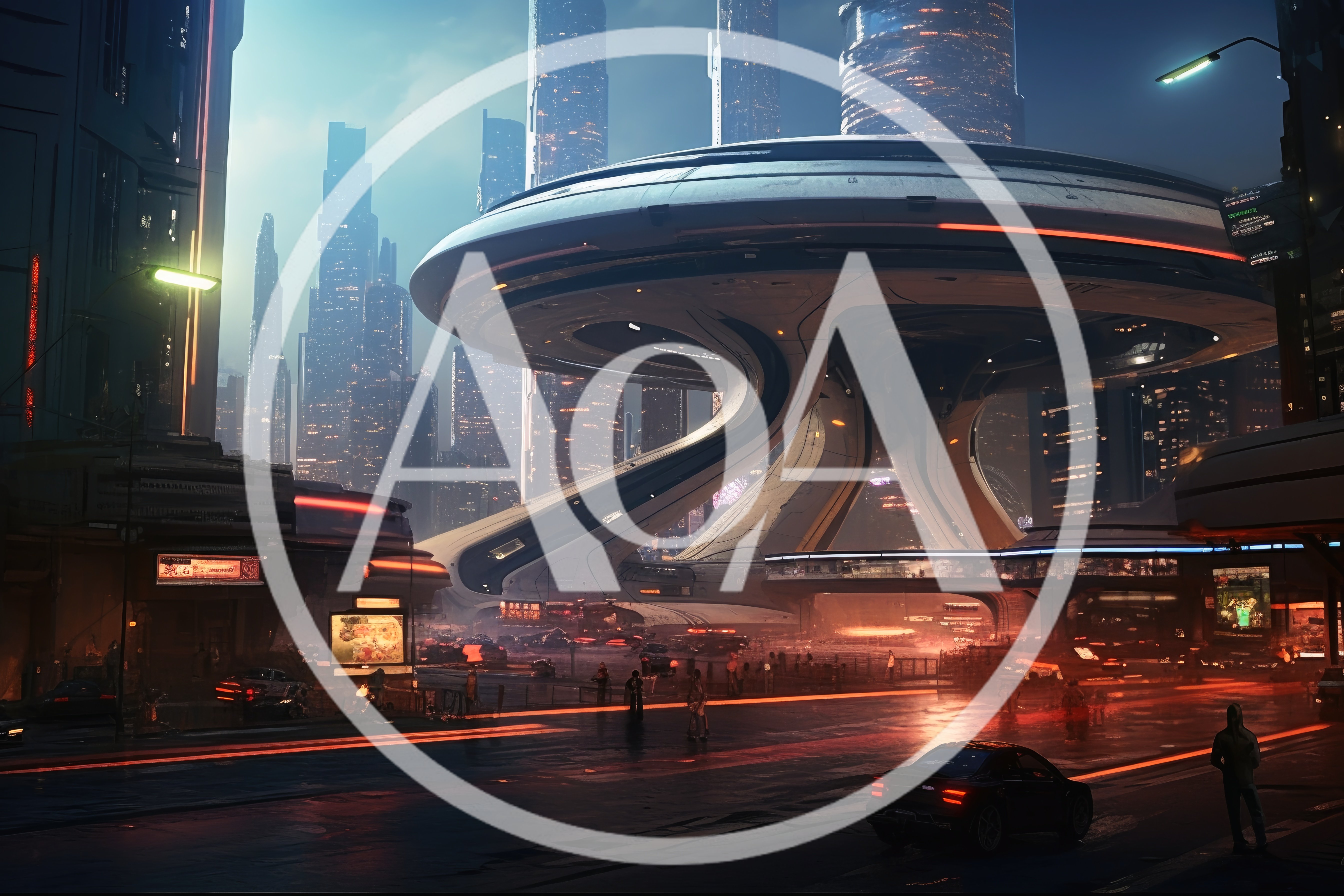 Futuristic Sci-Fi Cityscape With Flying Saucer Architecture