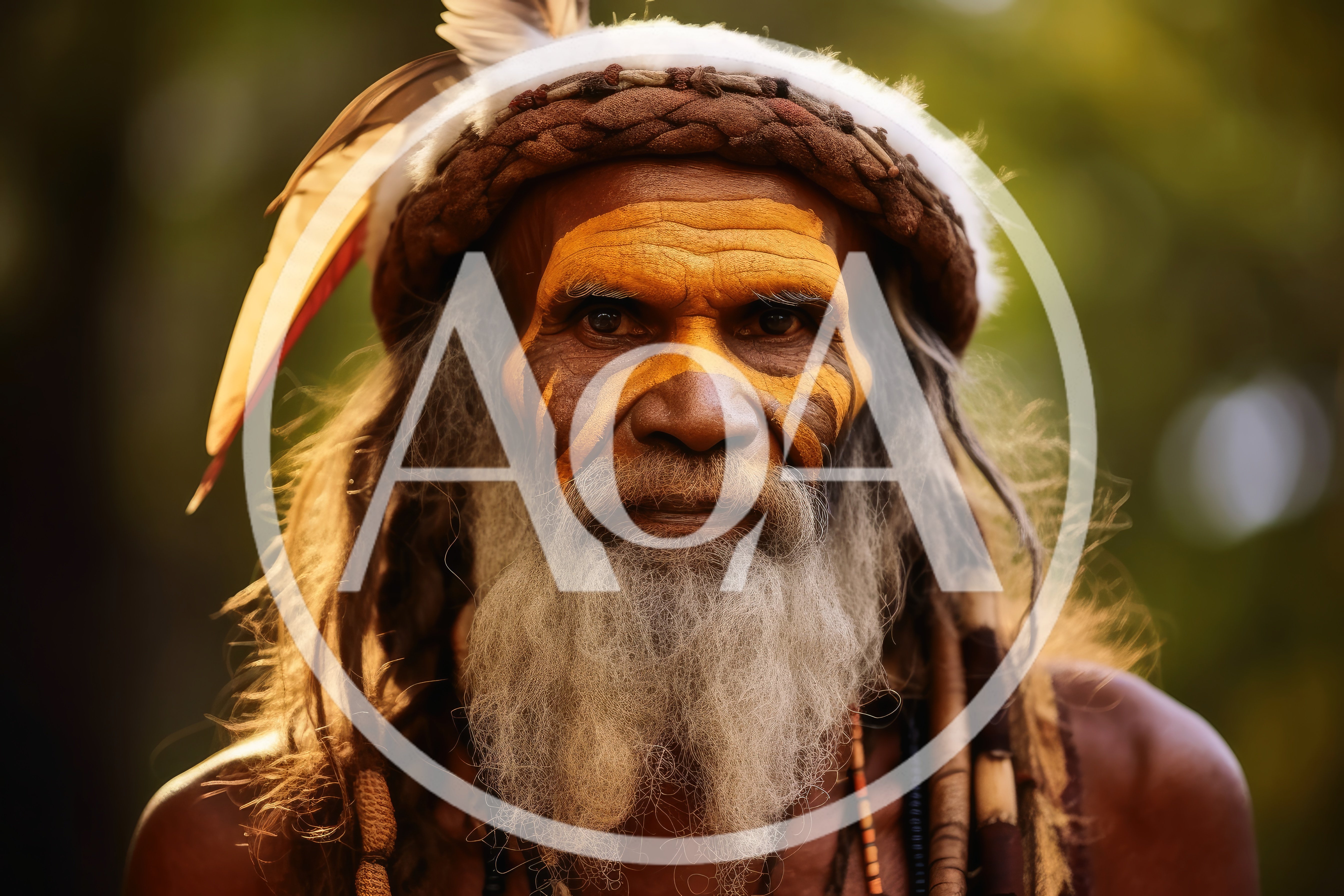 Portrait Of An Indigenous Australian Elder With Traditional Ochre