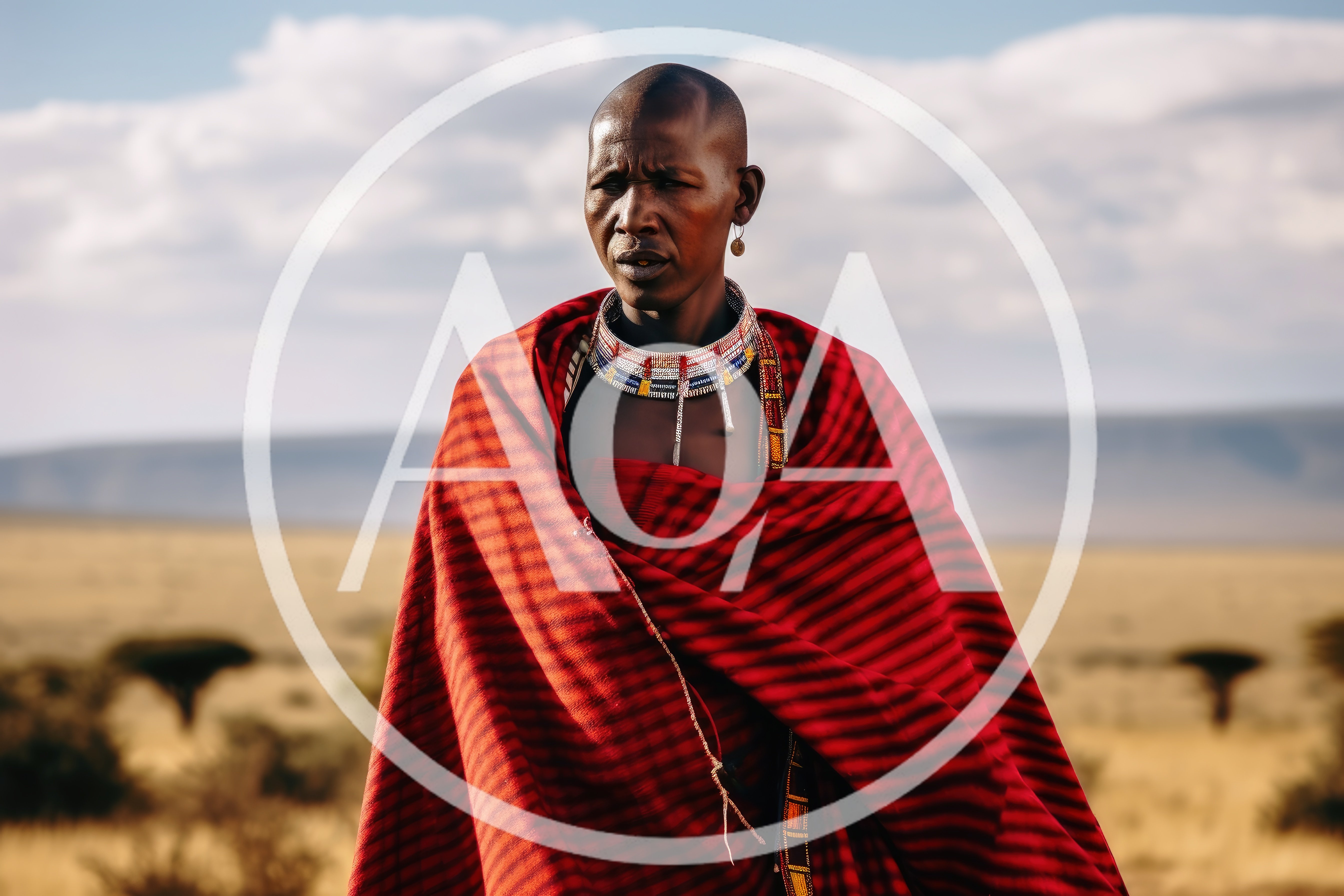Maasai Warrior Standing In The African Savannah