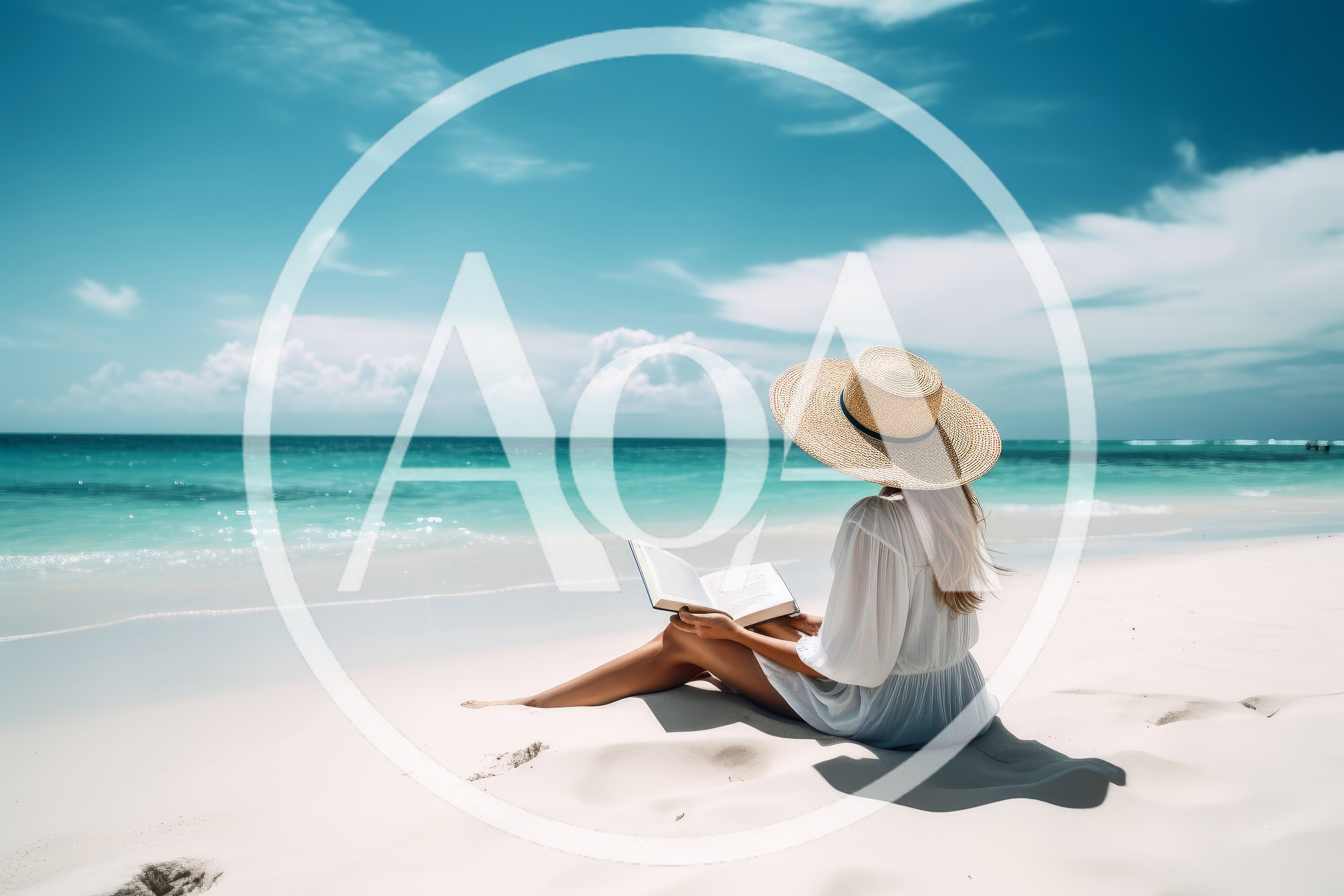 Woman Reading A Book On A Tropical Beach