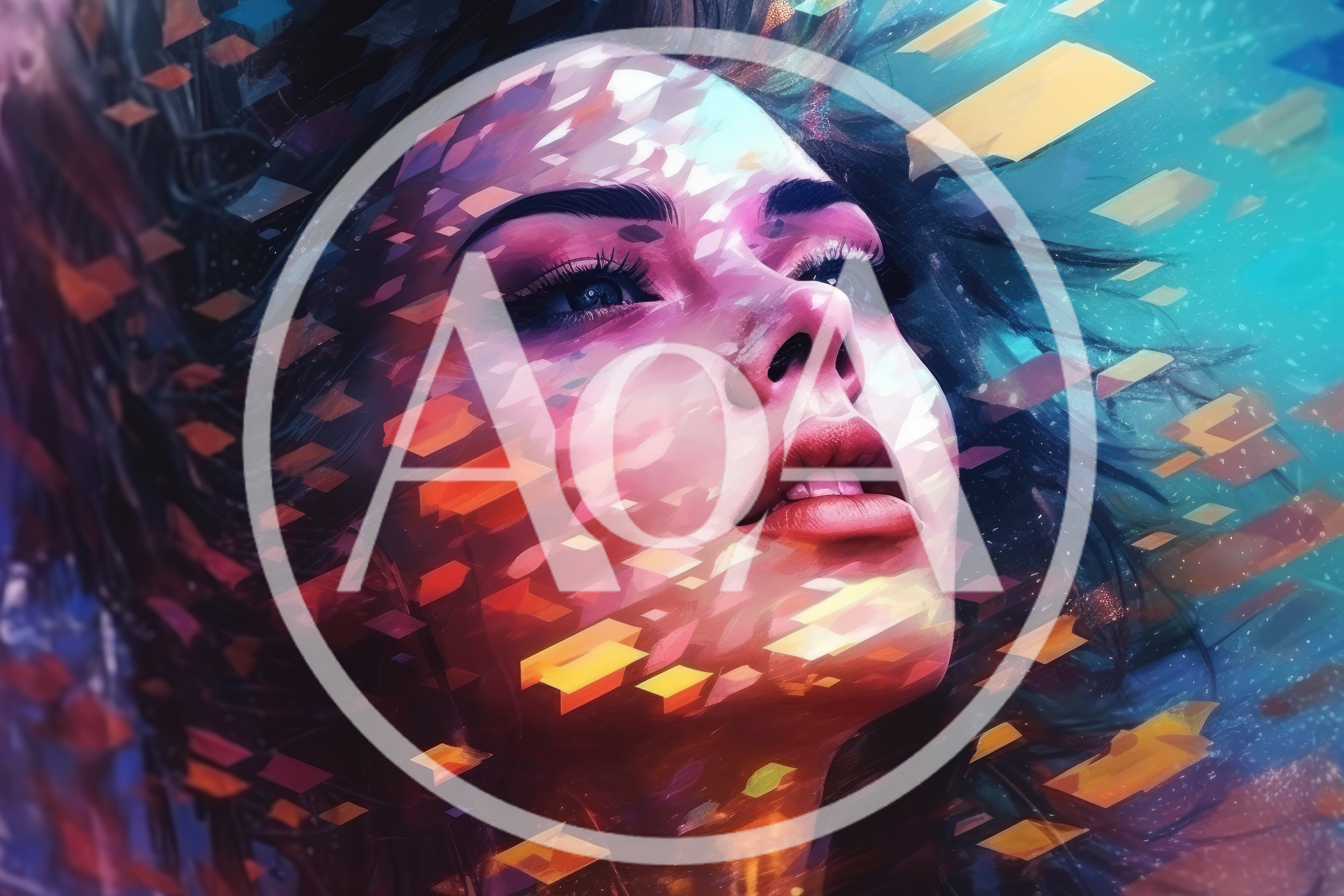 Digital Portrait Of A Woman With Abstract Geometric Light